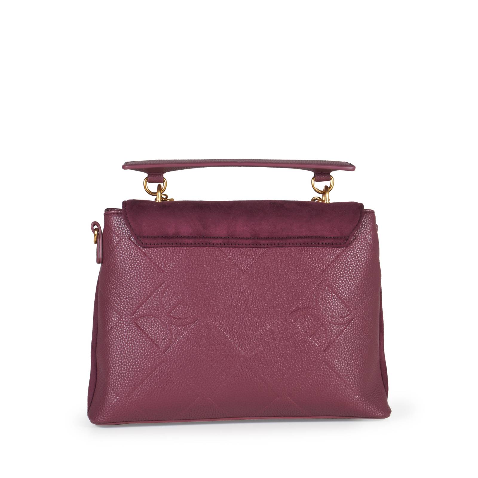 Bolsa Satchel Aplicación Cadena color Rojo Tinto