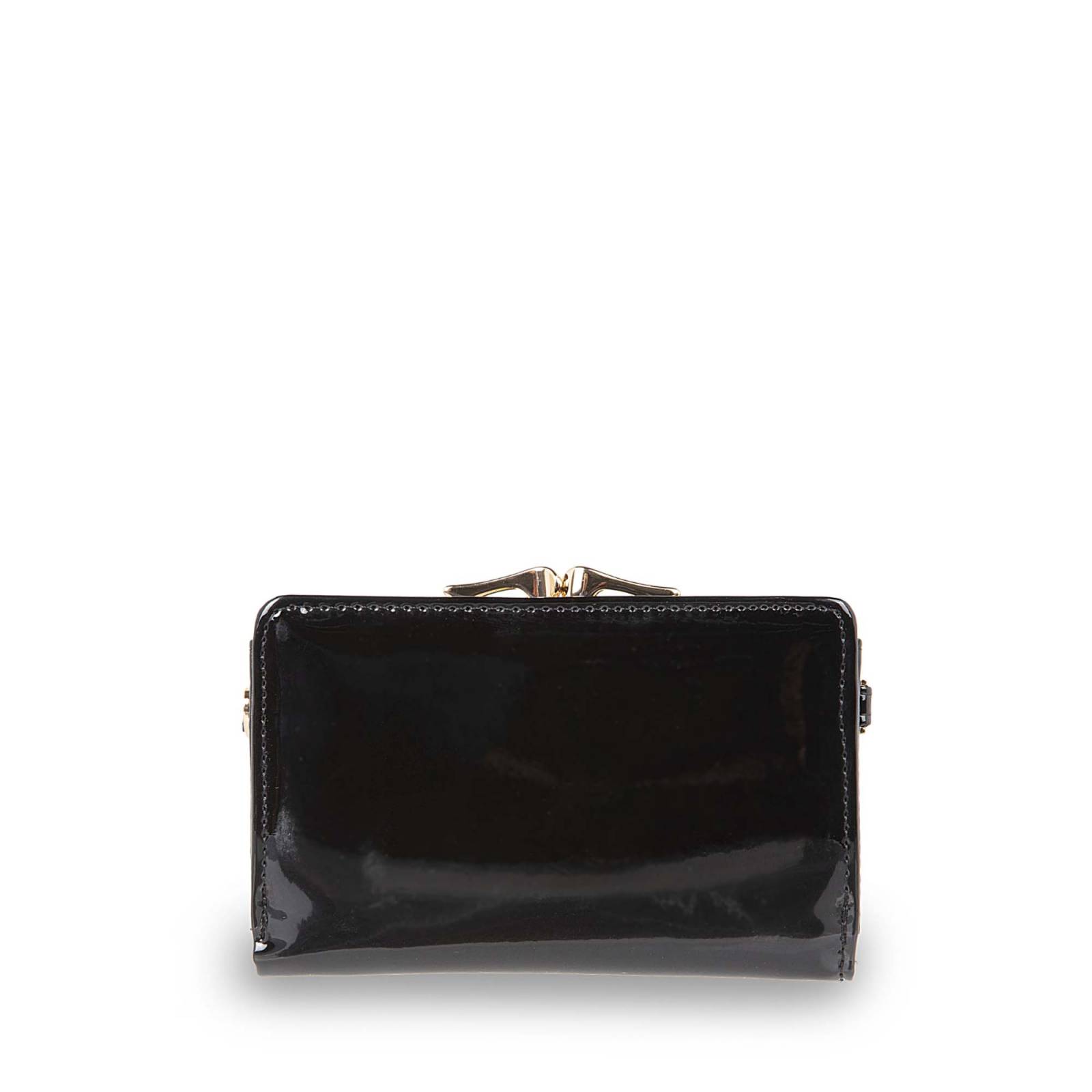 Cartera Mediana Flap 2 En 1 Charol Color Negro