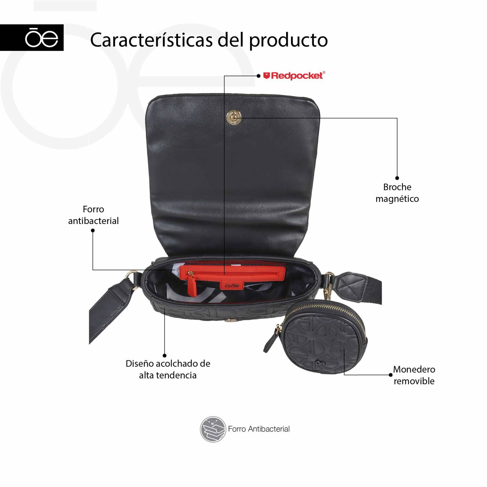 Bolsa Crossbody para Mujer Cloe Acolchada con Monedero