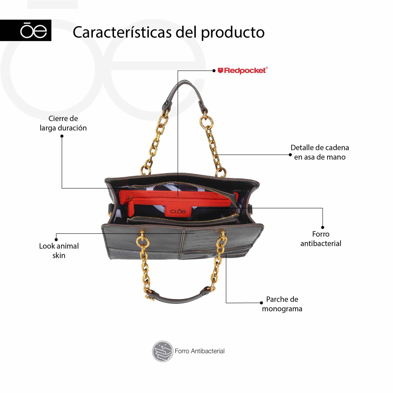 Bolsa Satchel para Mujer Cloe Diseño de Parches