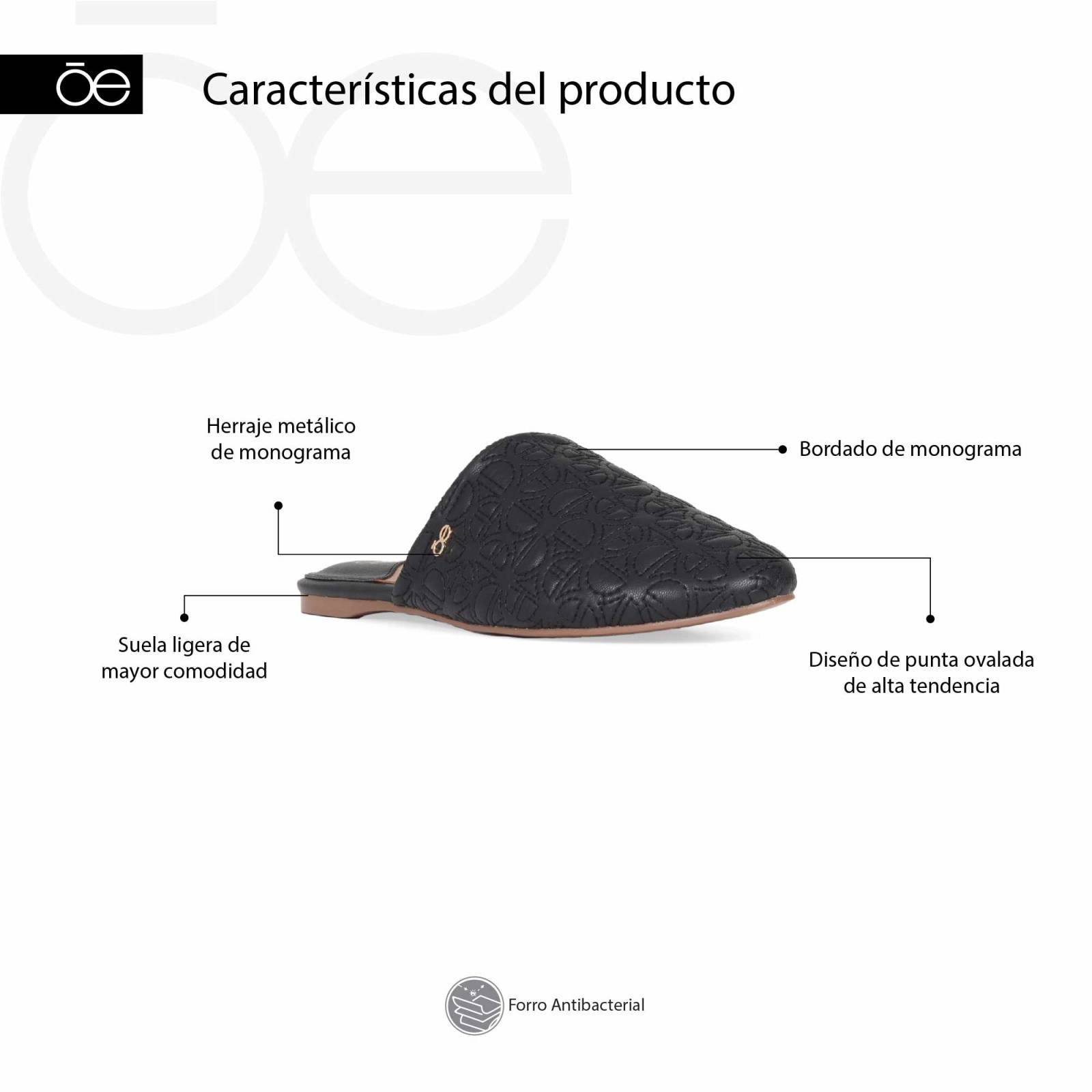 Mule para Mujer Cloe Bordado Punta Ovalada