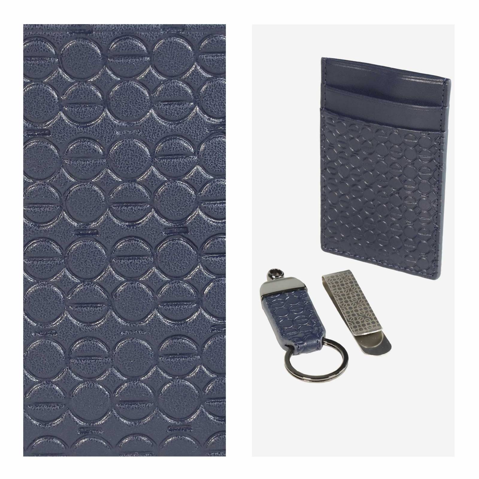 Set Cloe Uomo de Tarjetero Clip y Llavero para Hombre color Azul Marino