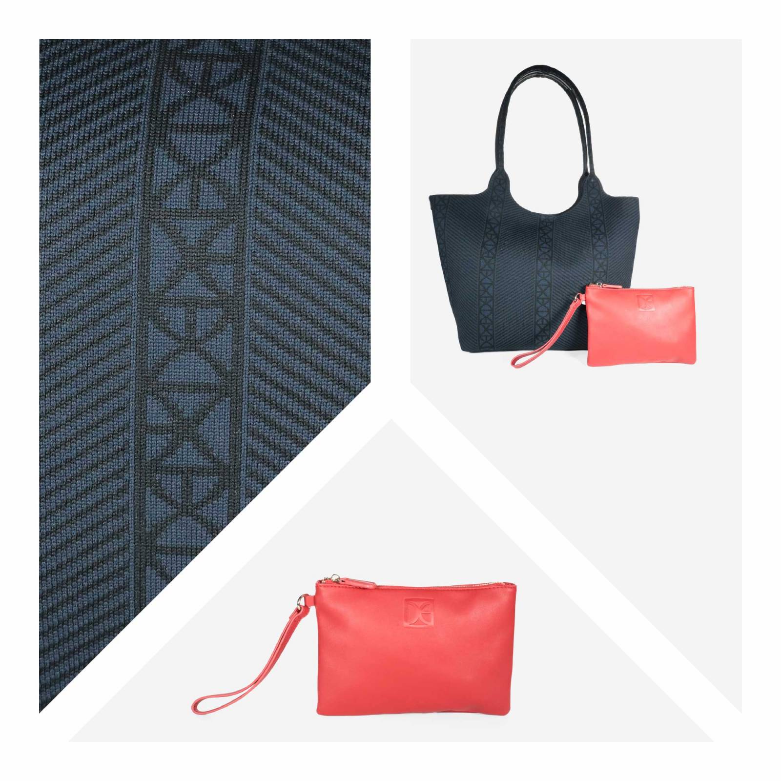 Bolsa Tote Cloe Grande Tejida con Pouch color Negro