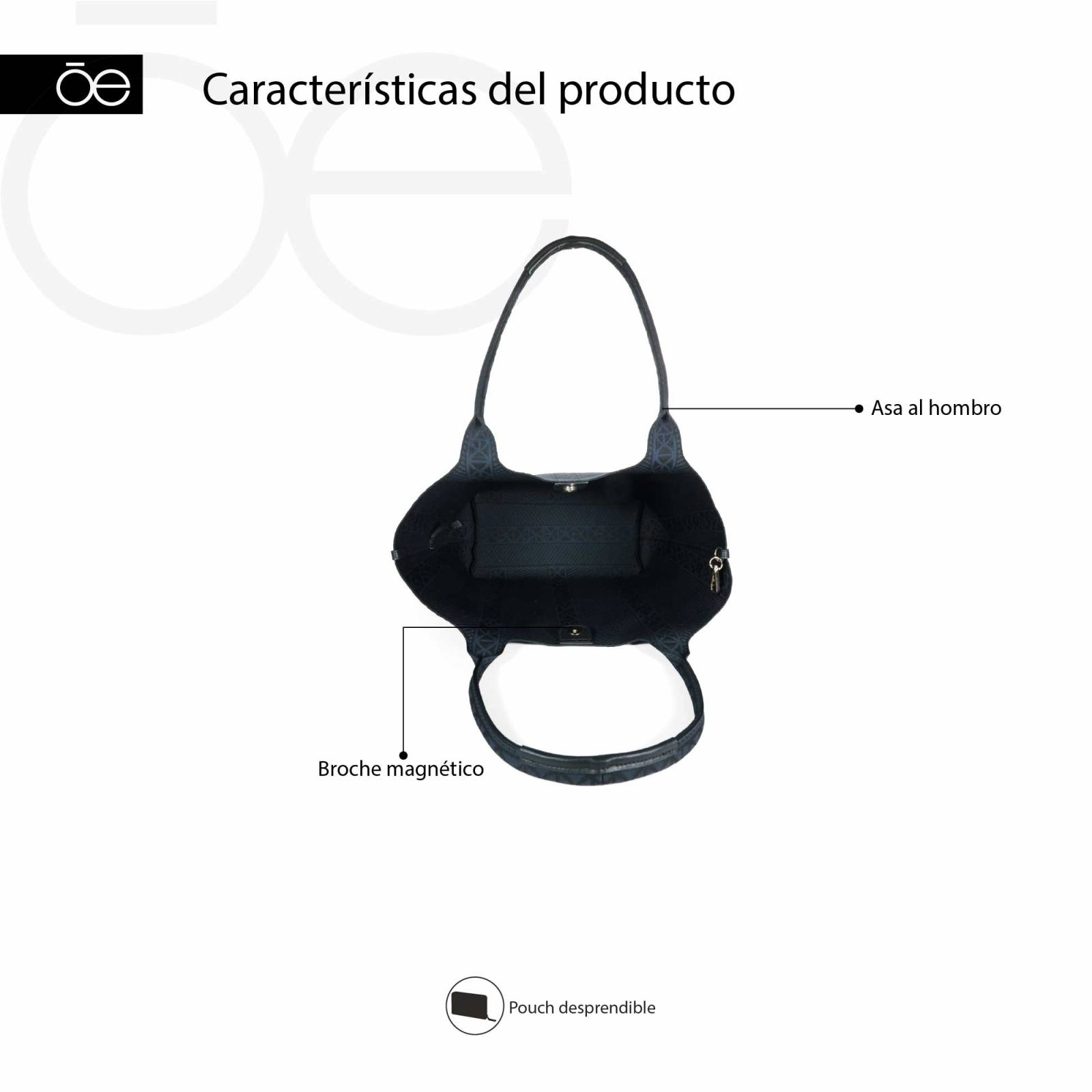 Bolsa Tote Cloe Grande Tejida con Pouch color Negro