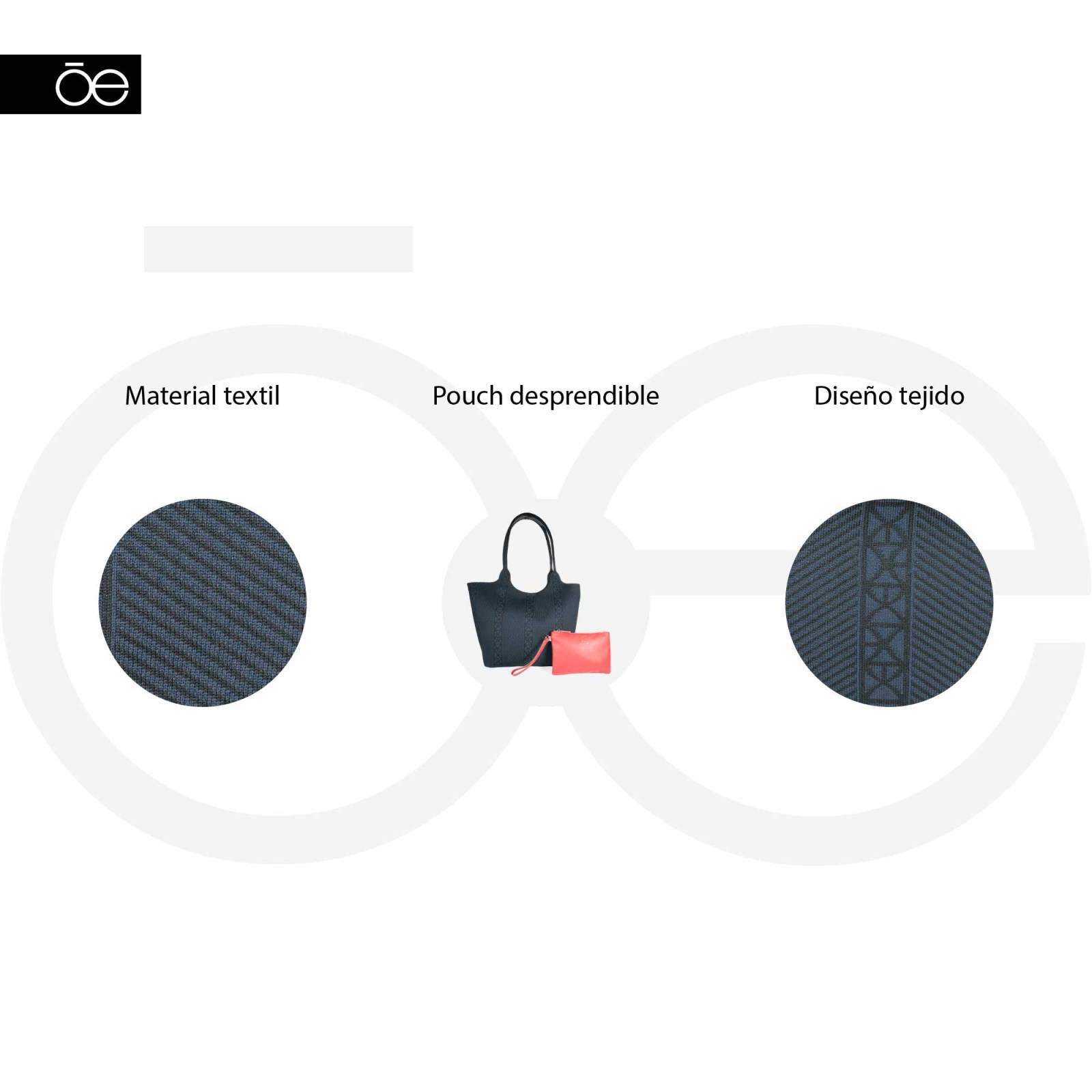 Bolsa Tote Cloe Grande Tejida con Pouch color Negro