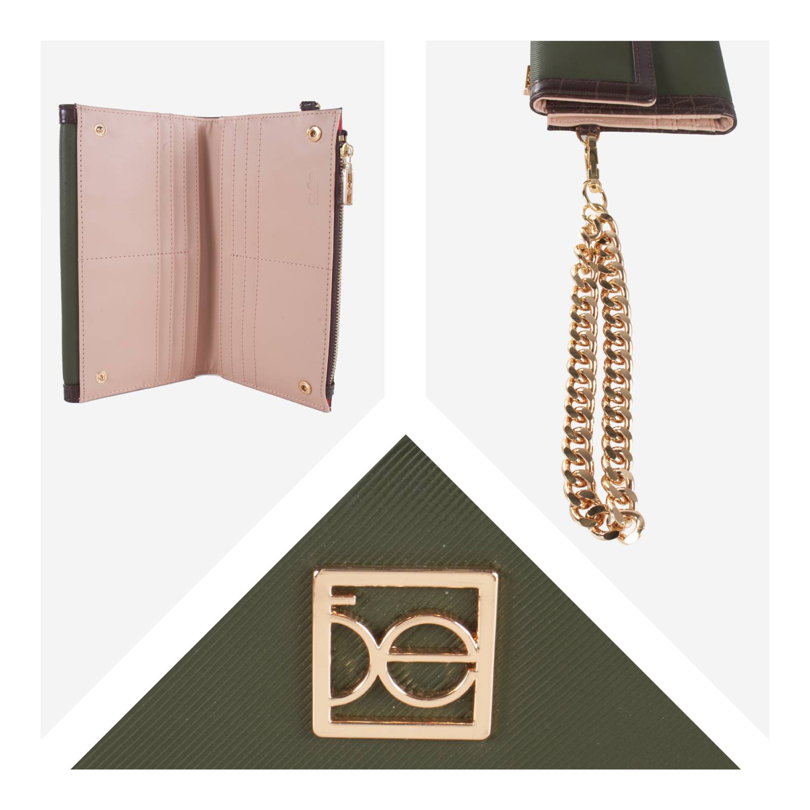 Cartera Flap Cloe Grande con Maneral color Verde Olivo