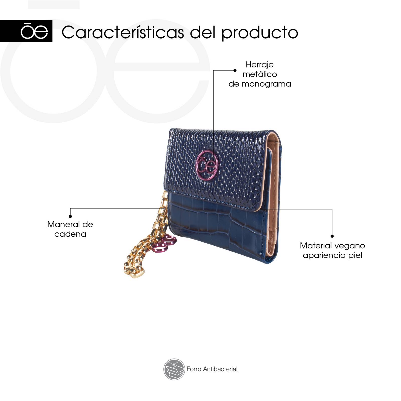 Cartera Flap Cloe Mediana con Maneral color Azul Marino