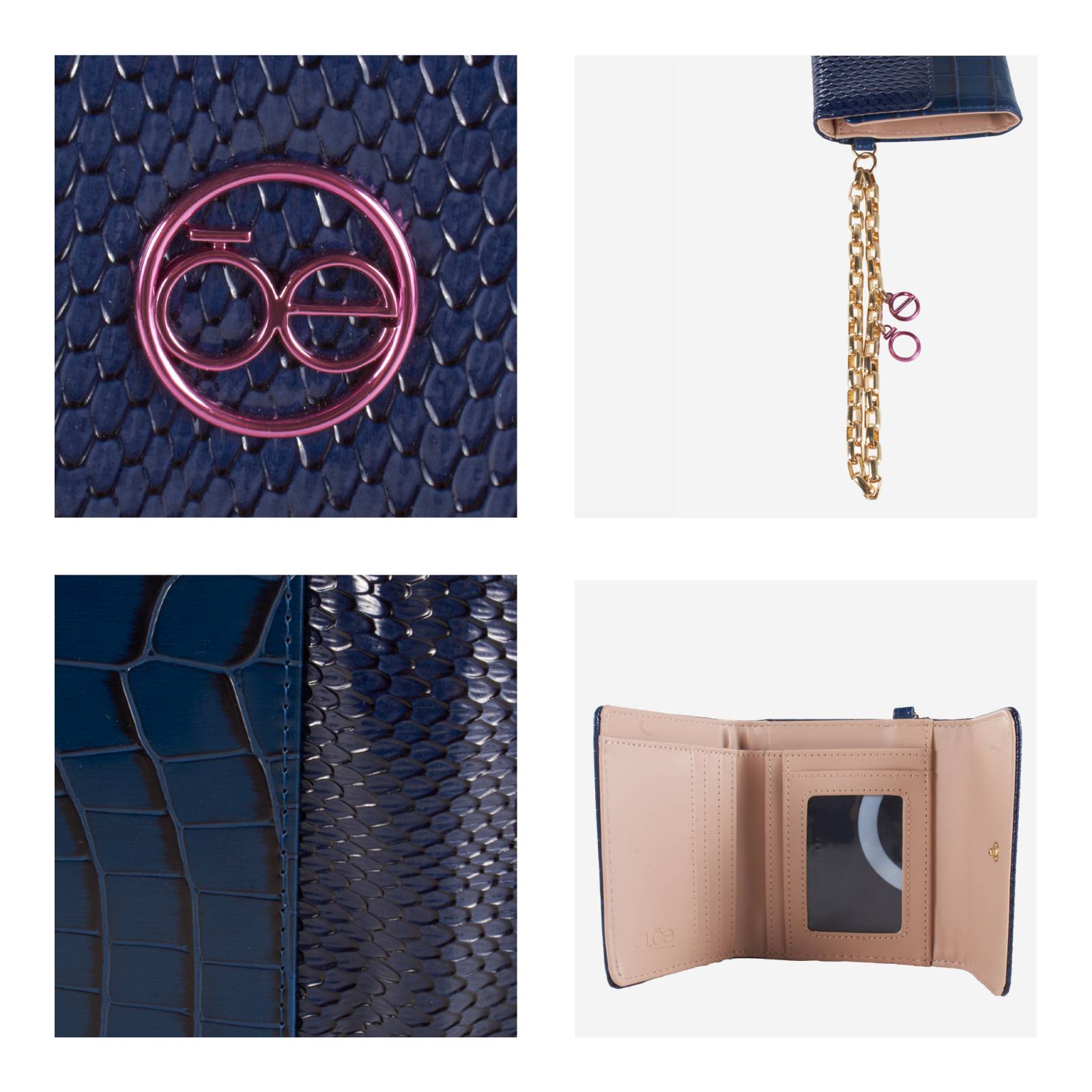Cartera Flap Cloe Mediana con Maneral color Azul Marino