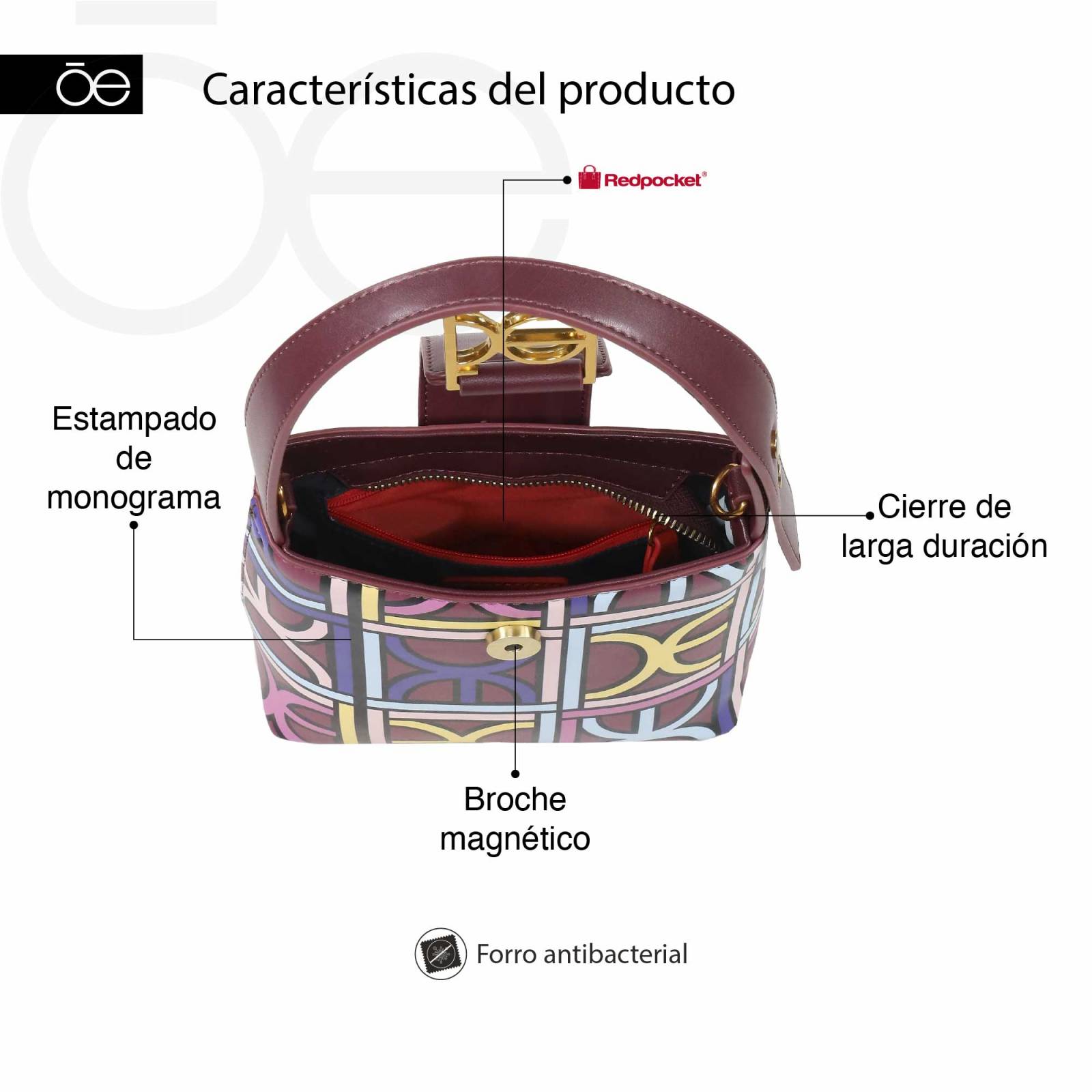 Bolsa Hobo Cloe Monograma Estampado Multicolor