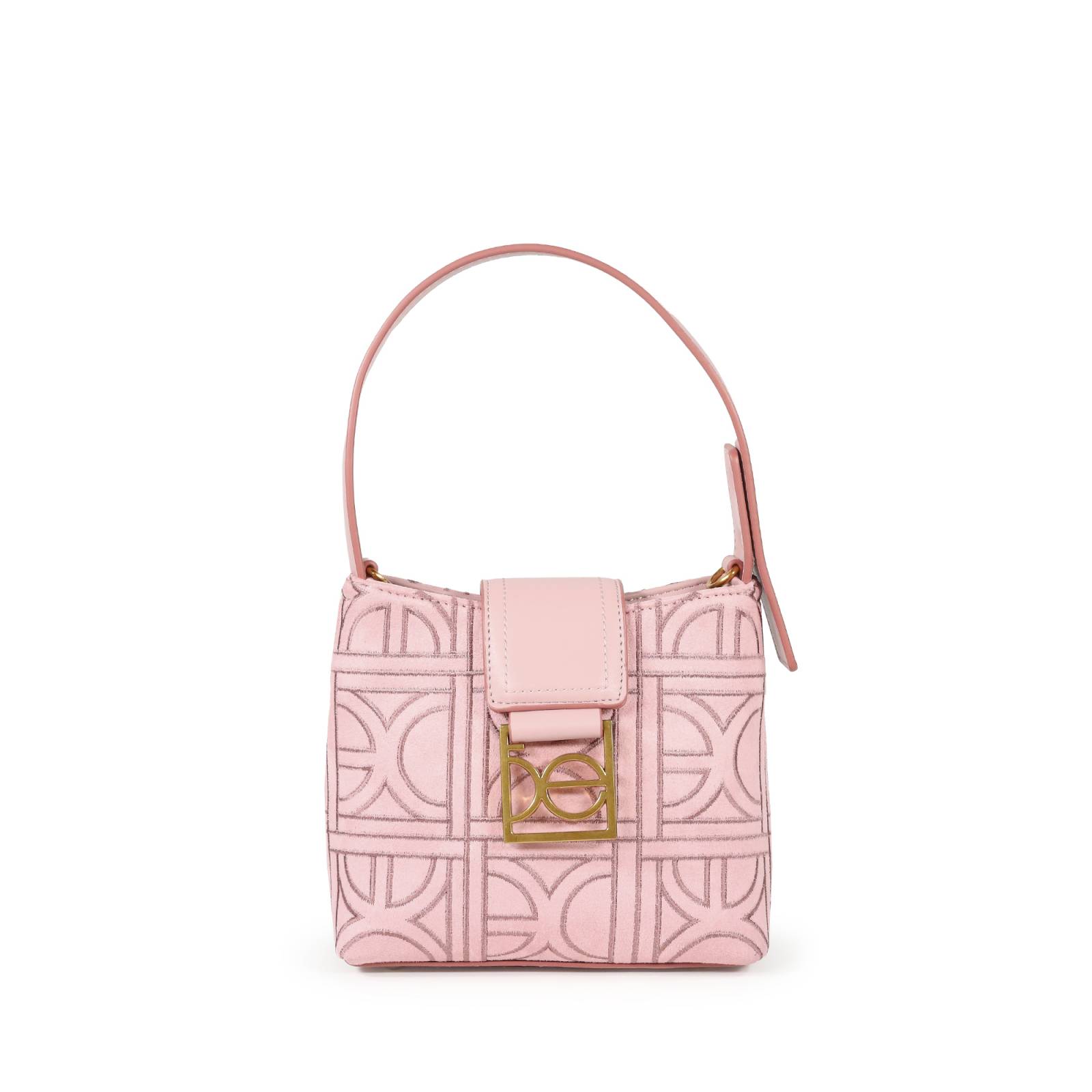 Bolsa Hobo Cloe Textil Monograma Bordado color Rosa