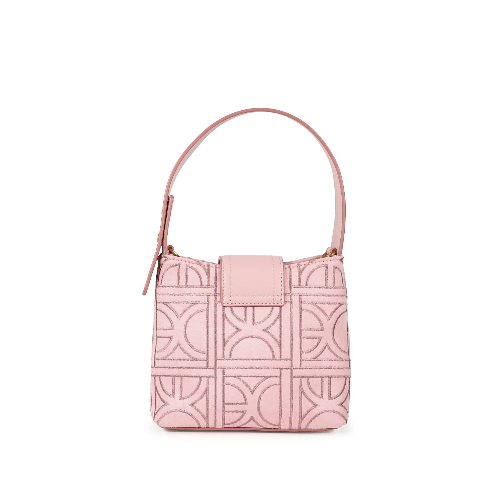 Bolsa Hobo Cloe Textil Monograma Bordado color Rosa