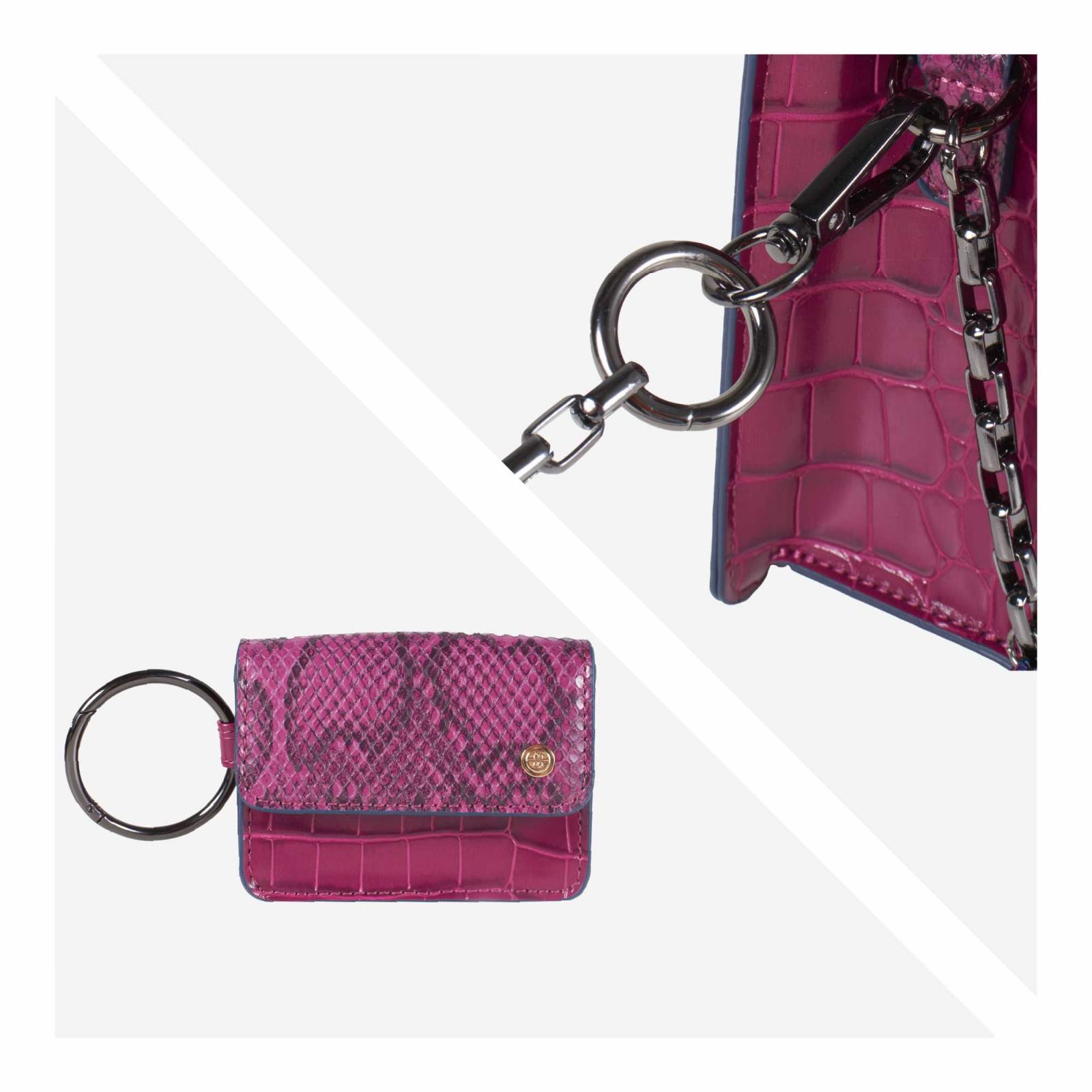 Bolsa Crossbody Cloe Vertical Look Animal Skin con Monedero color Morado