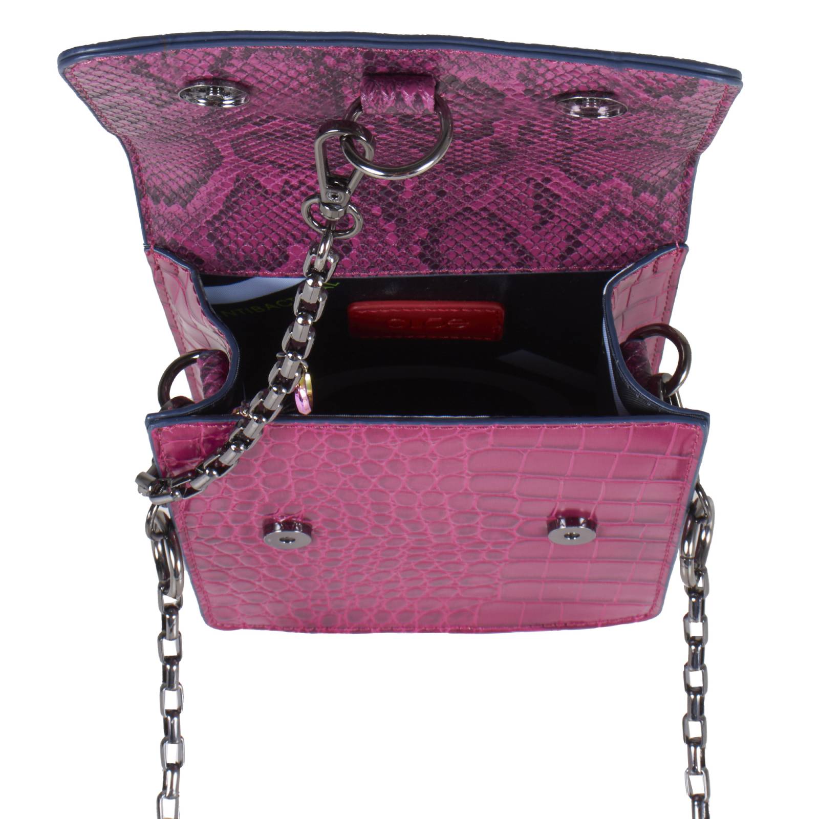 Bolsa Crossbody Cloe Vertical Look Animal Skin con Monedero color Morado