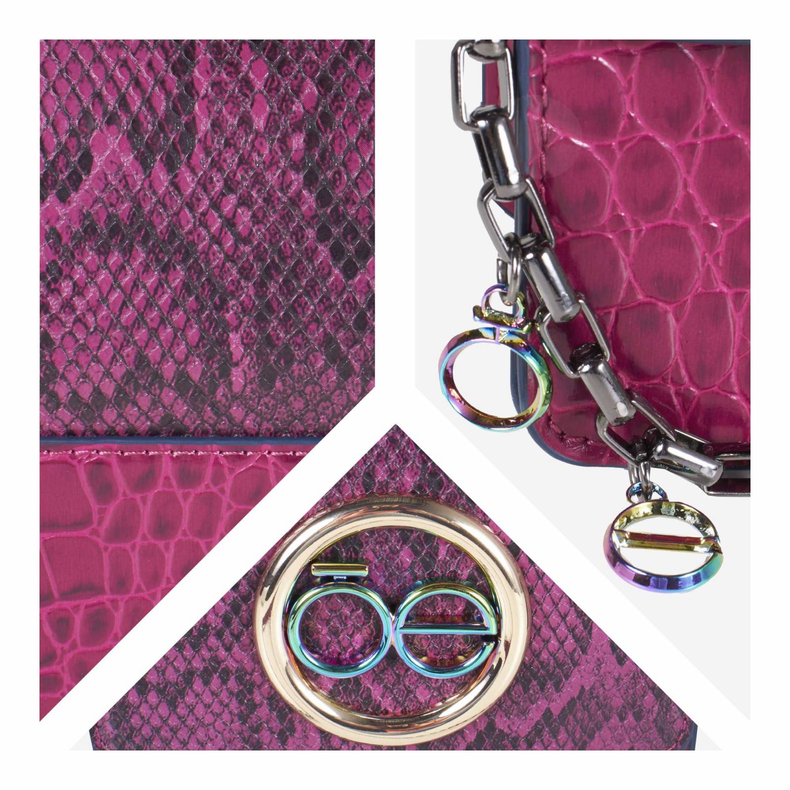 Bolsa Crossbody Cloe Vertical Look Animal Skin con Monedero color Morado