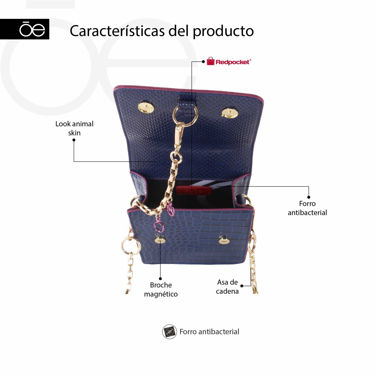 Bolsa Crossbody Cloe Vertical Look Animal Skin con Monedero color Morado