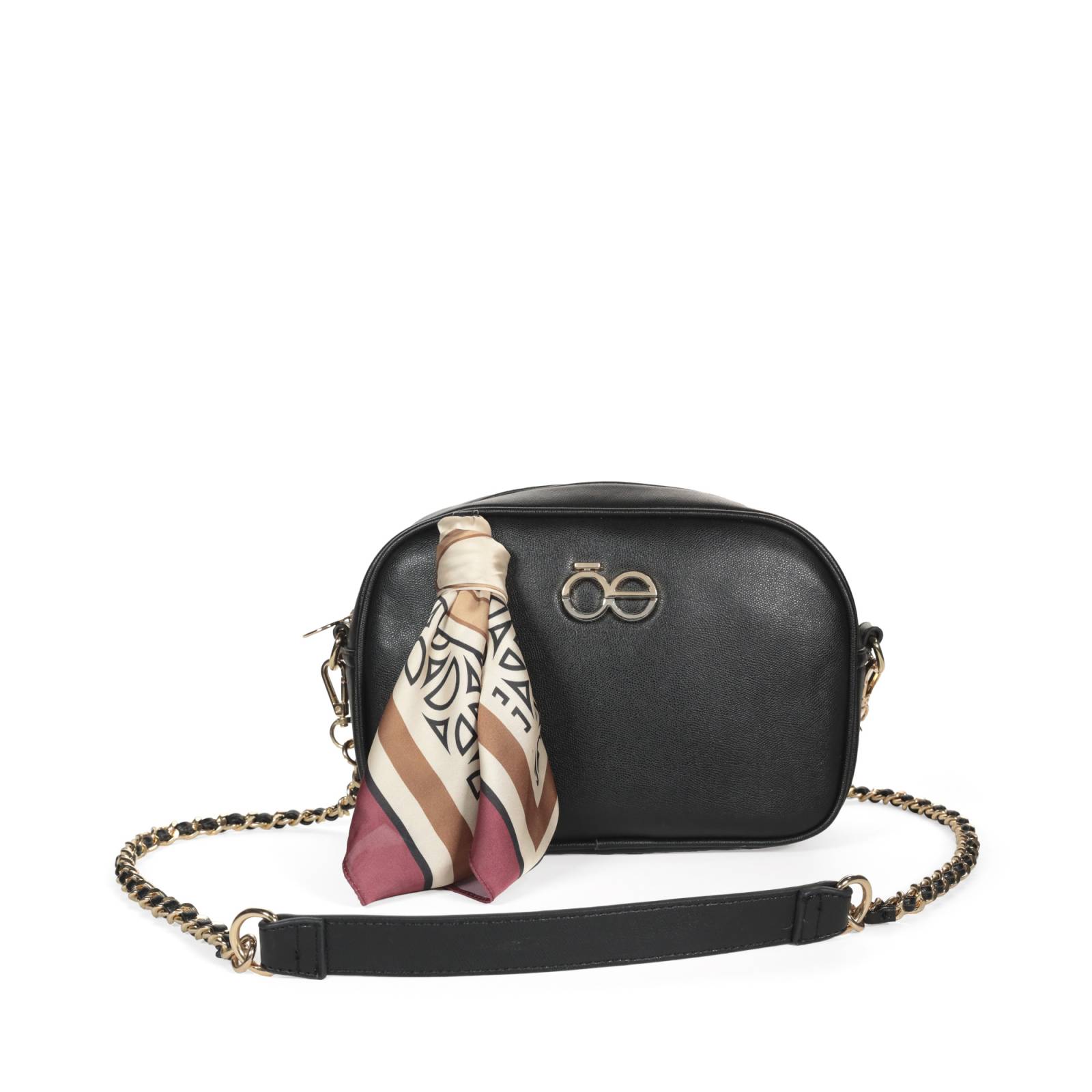 Bolsa Crossbody Cloe con Mascada color Negro