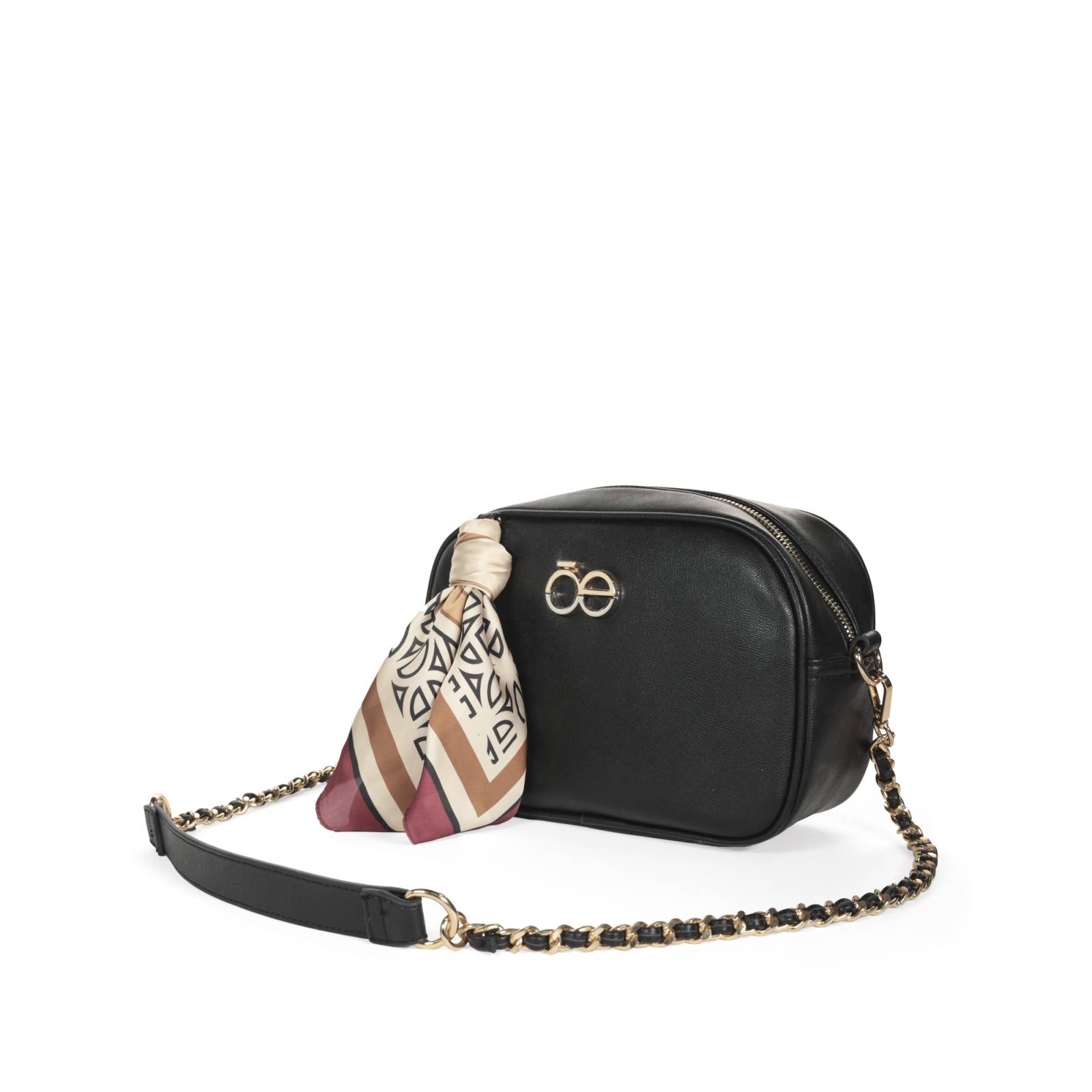 Bolsa Crossbody Cloe con Mascada color Negro