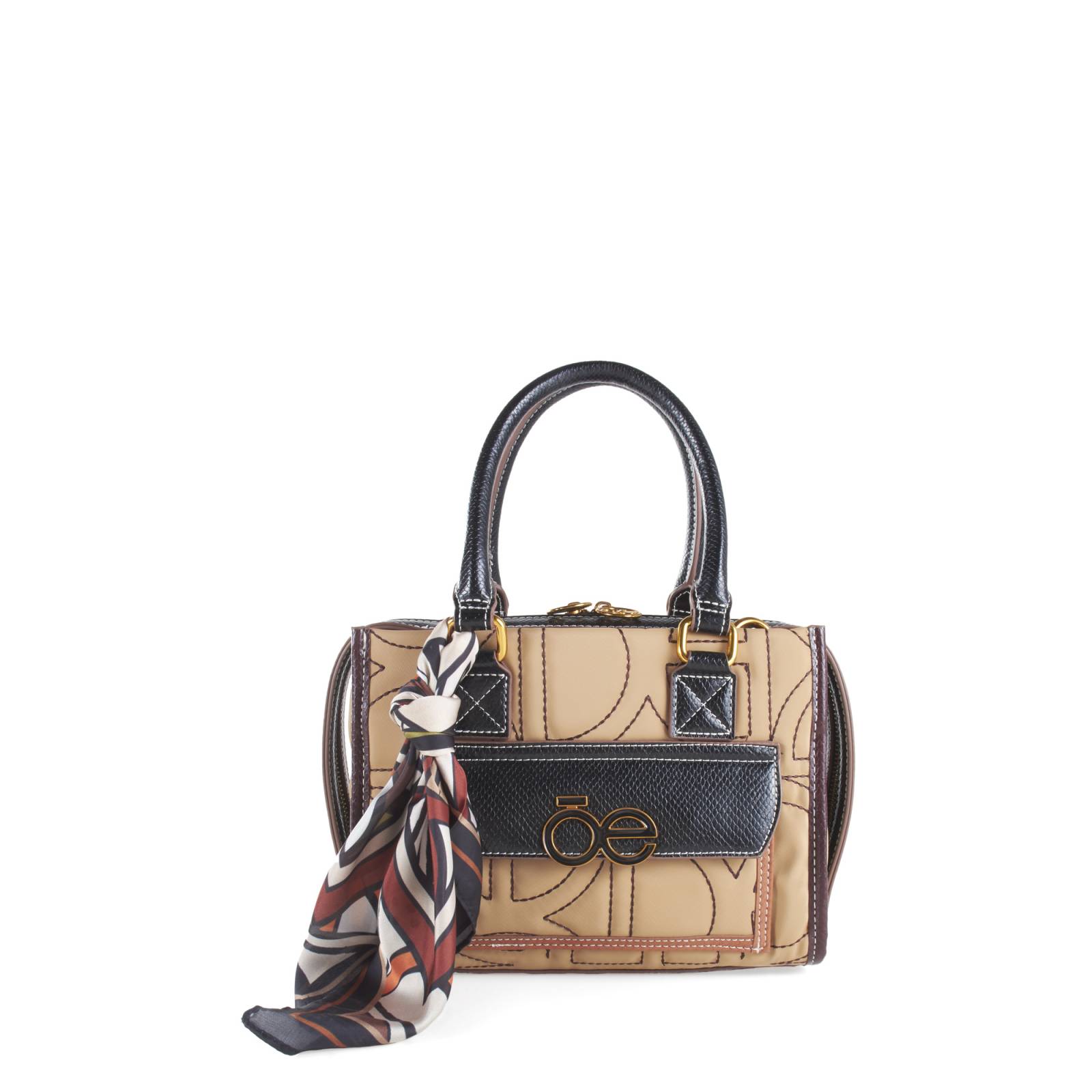 Bolsa Satchel Cloe Para Mujer Chica Textil con Mascada