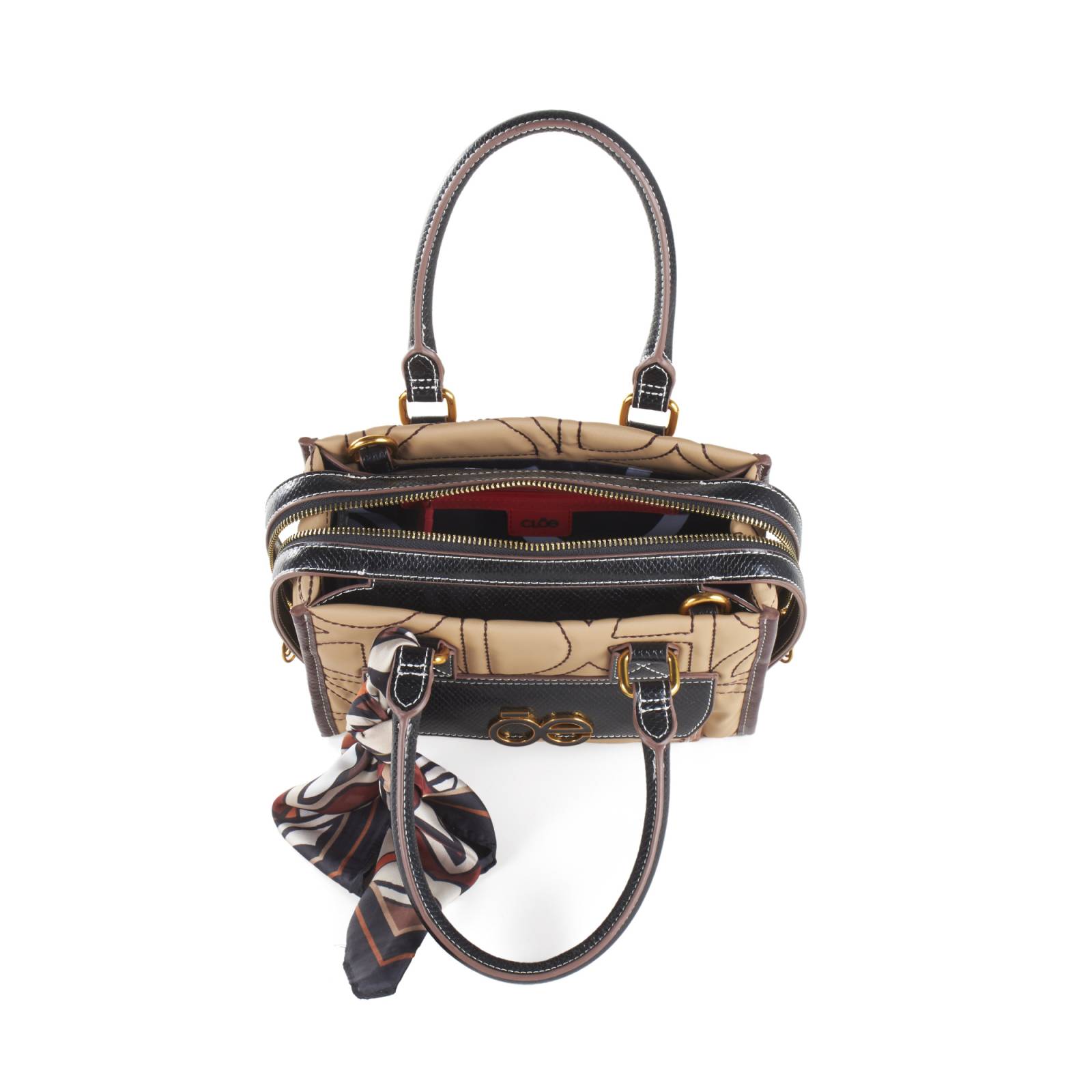 Bolsa Satchel Cloe Para Mujer Chica Textil con Mascada