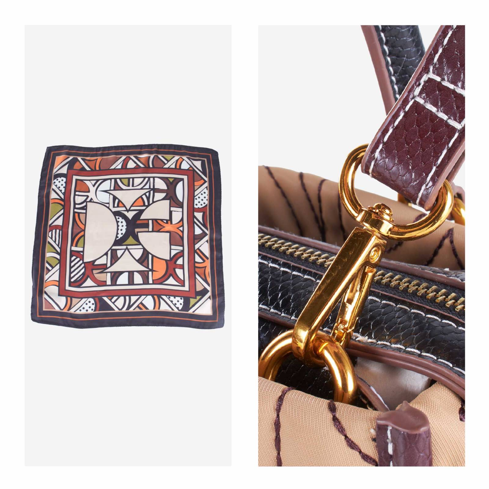 Bolsa Satchel Cloe Para Mujer Chica Textil con Mascada