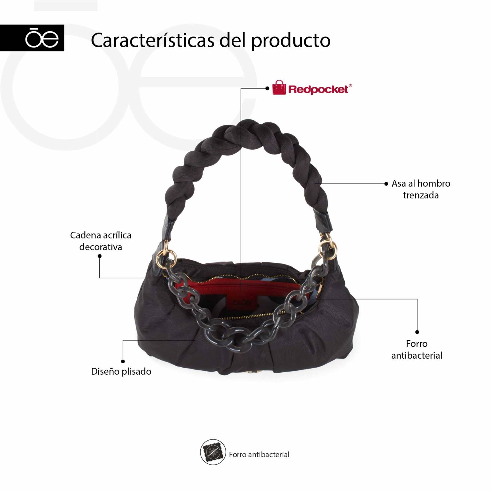 Bolsa Baguette Cloe Para Mujer Textil Maneral Trenzado