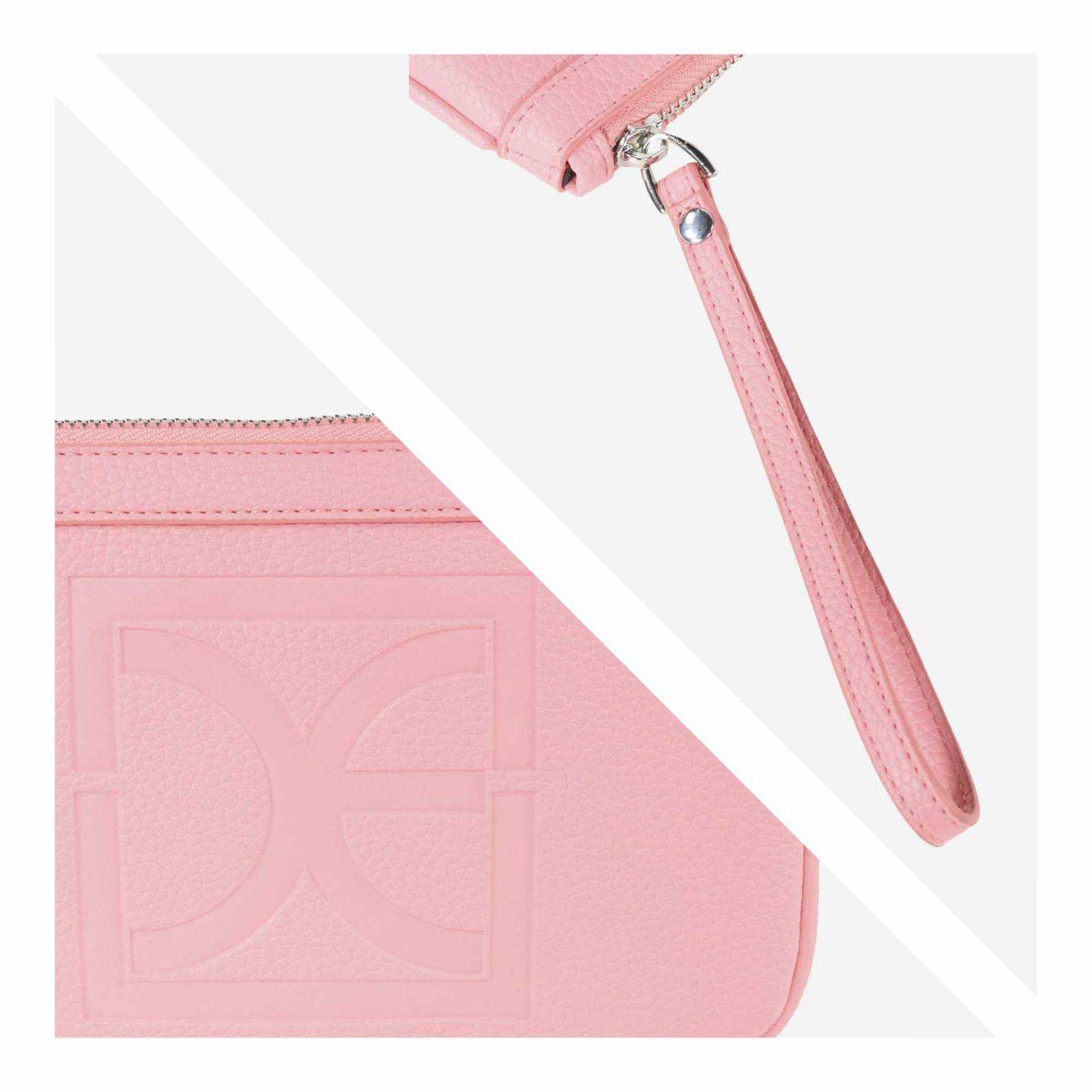 Cartera Pouch Cloe Cierre Sencillo con Maneral color Rosa