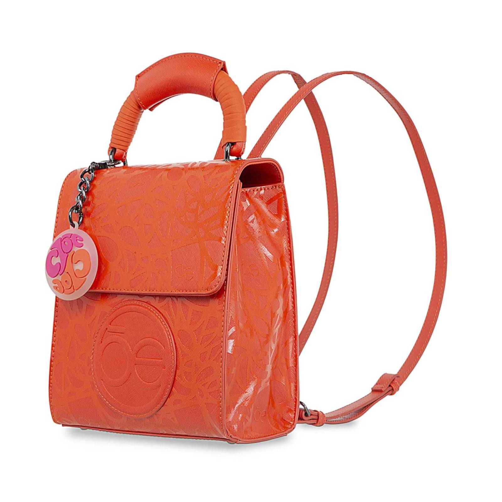 Mochila Cloe con Charm Decorativo color Naranja
