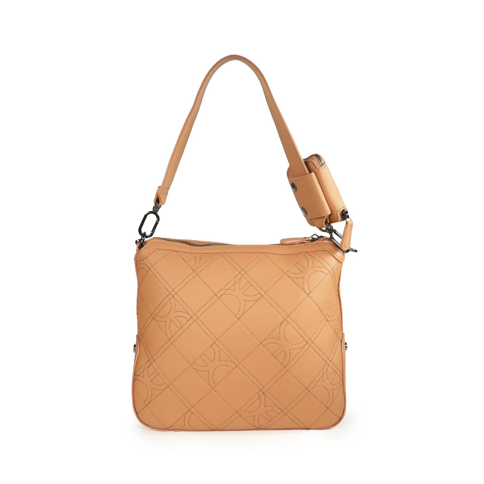 Bolsa Tote Cloe Material Reciclado Monograma Bordado con Monedero color Camel