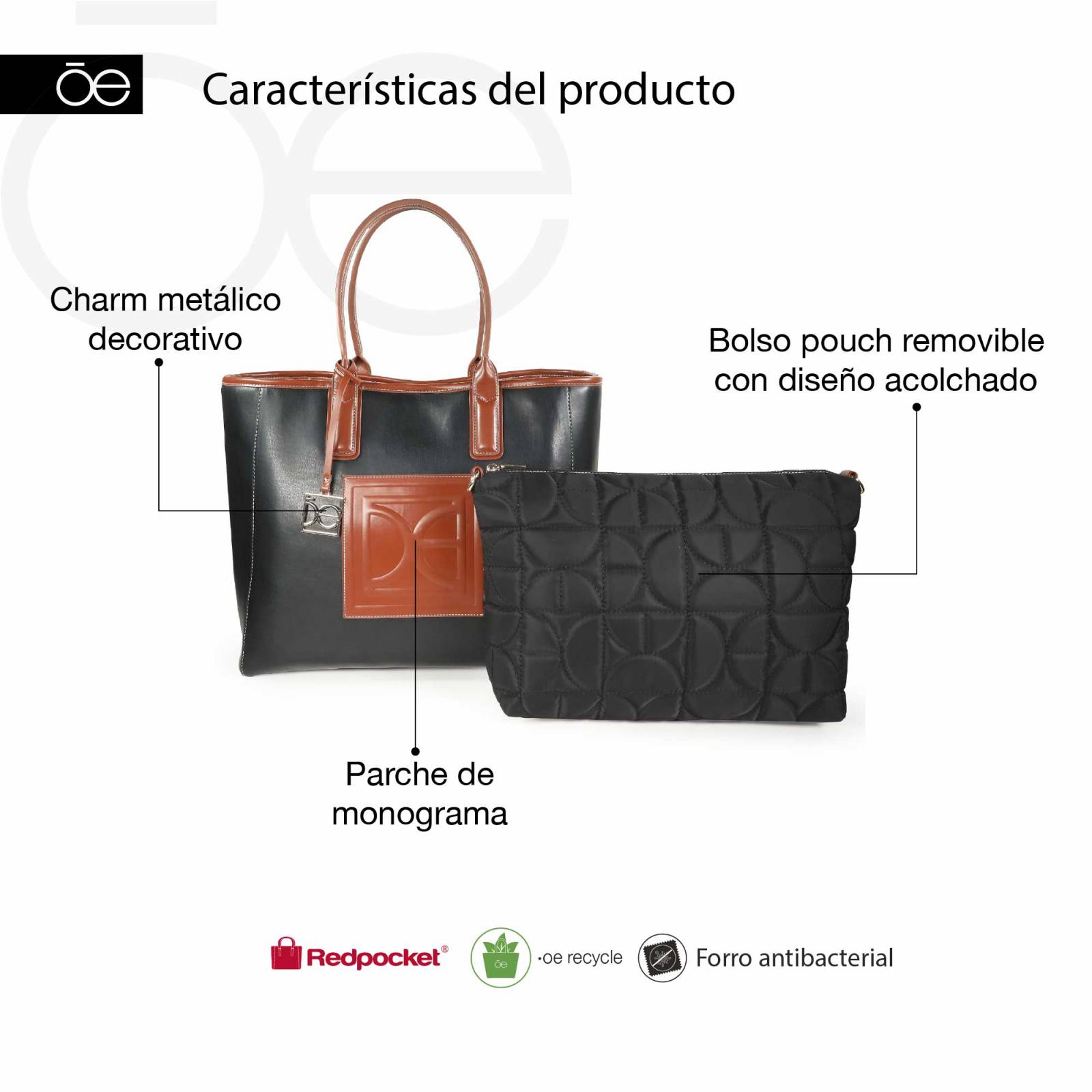 Bolsa Tote Cloe Doble Función color Nude