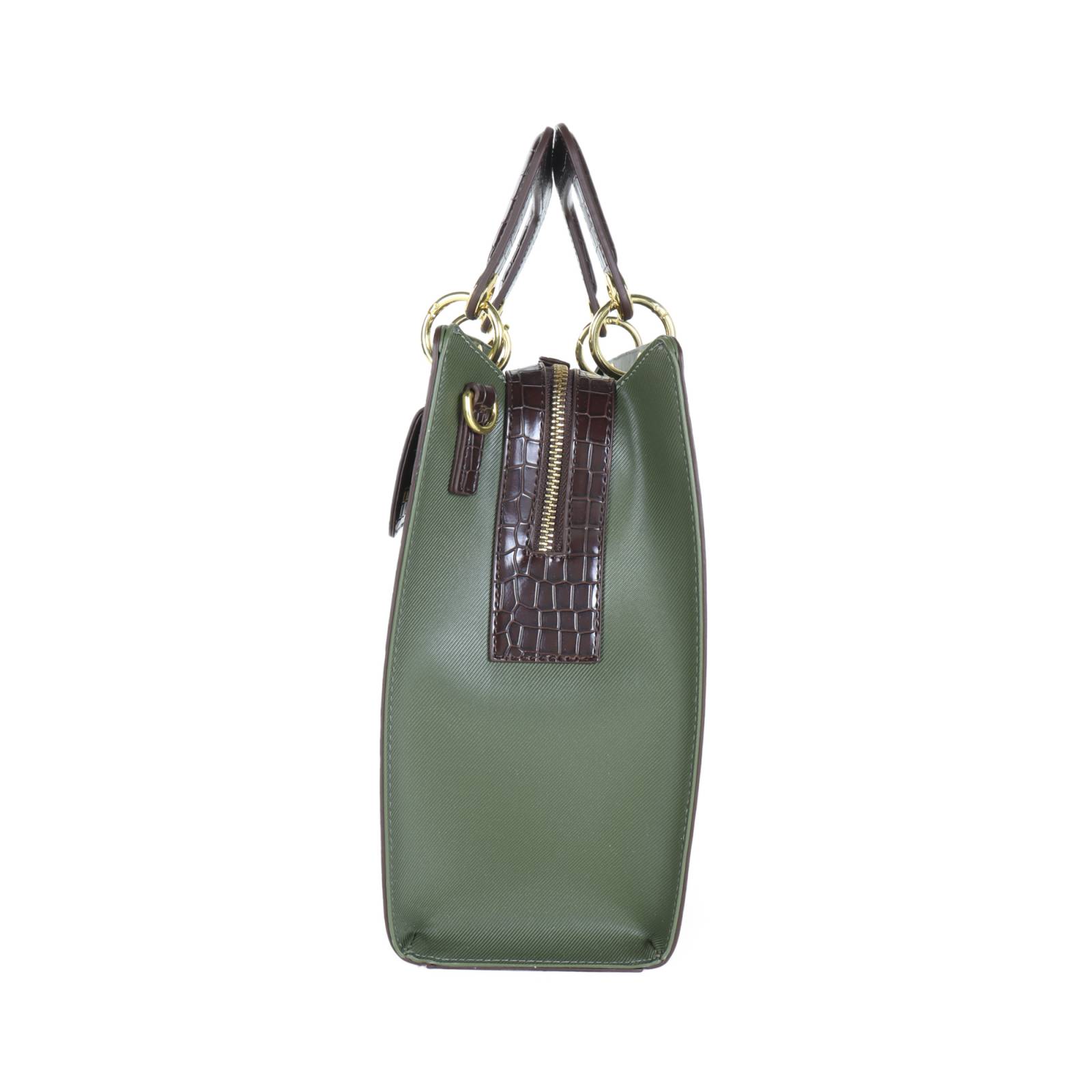 Bolsa Satchel Cloe Look Animal Skin color Verde Olivo