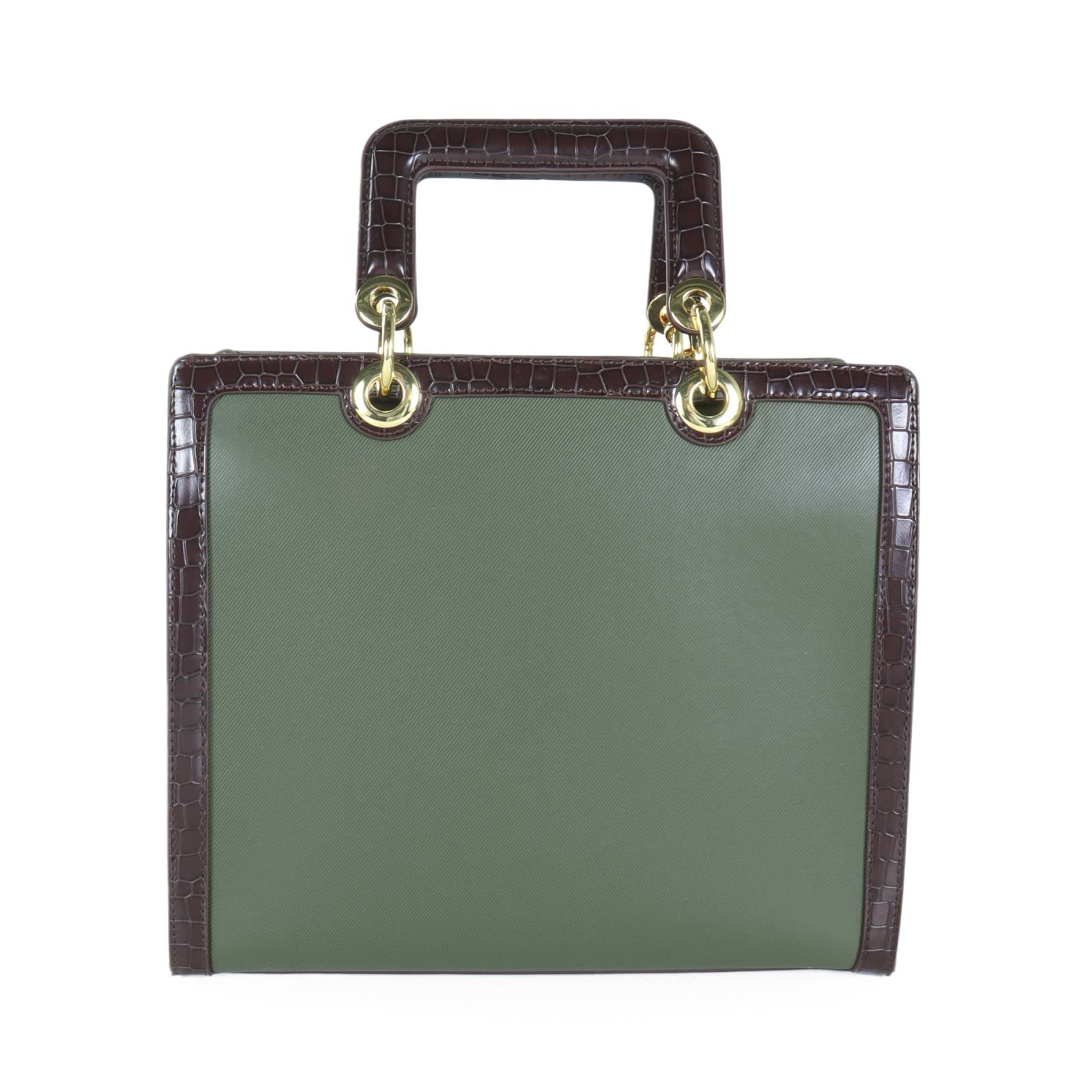 Bolsa Satchel Cloe Look Animal Skin color Verde Olivo