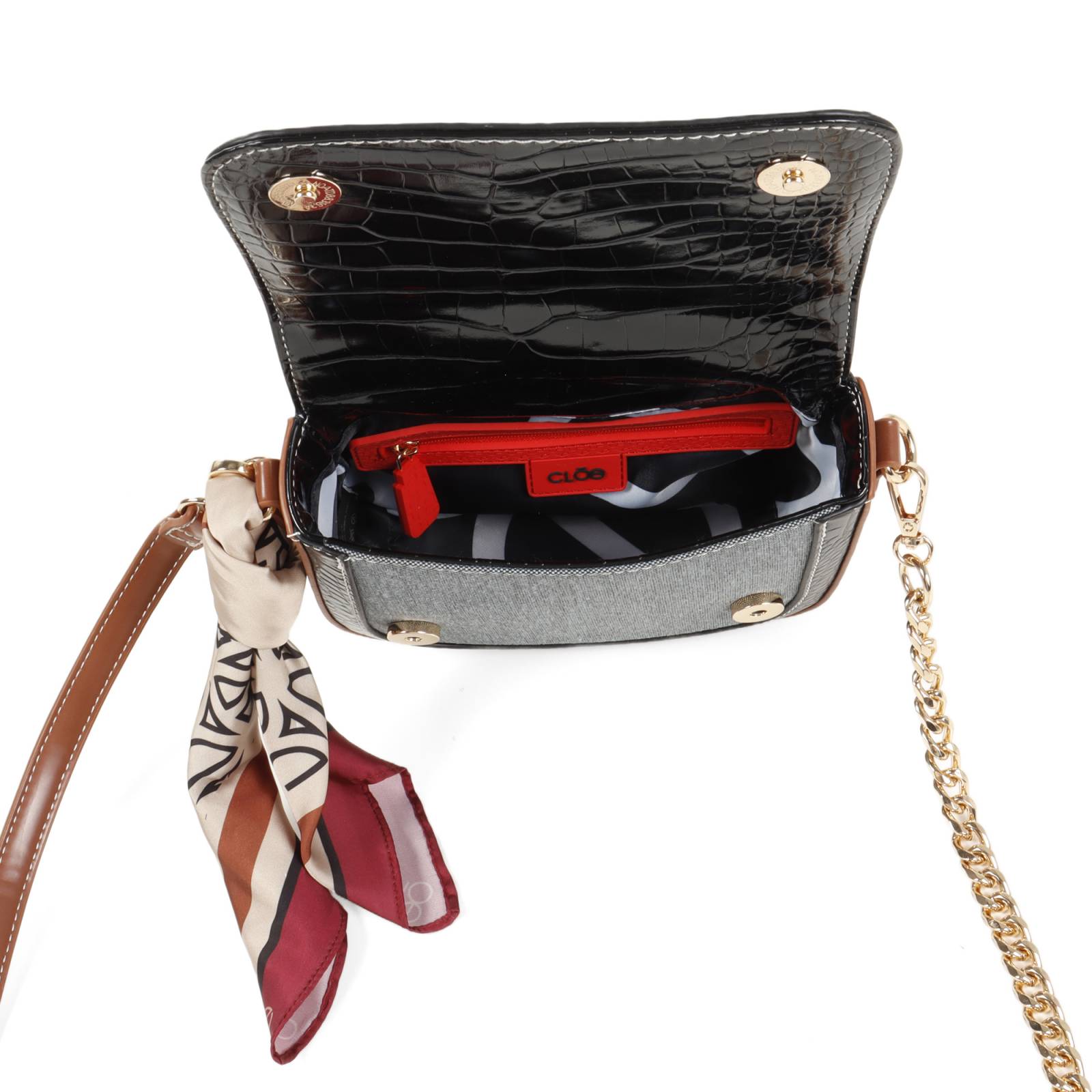 Bolsa Crossbody Cloe Para Mujer Textil con Mascada