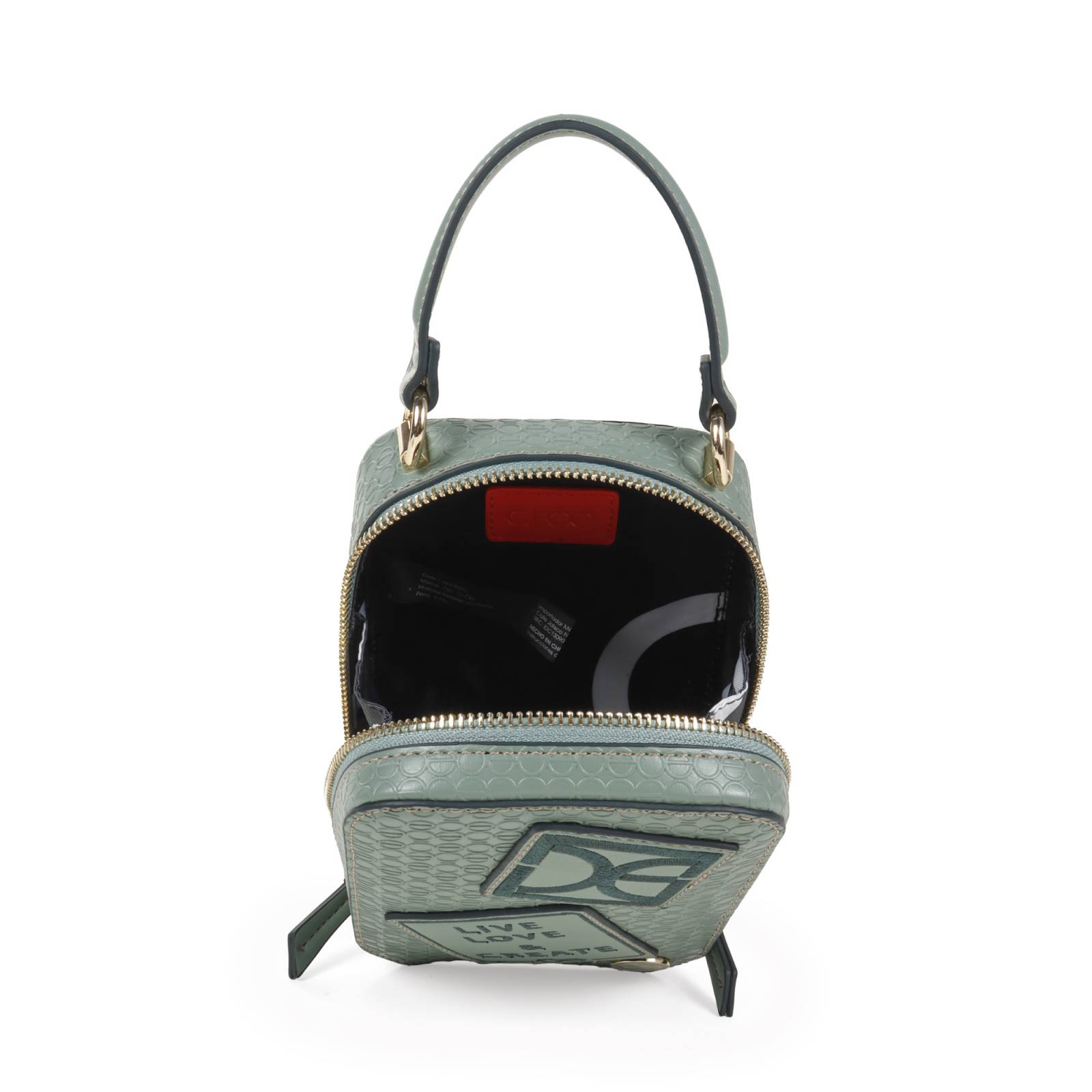Bolsa Crossbody Cloe Vertical Parches de Decorativos color Verde Olivo