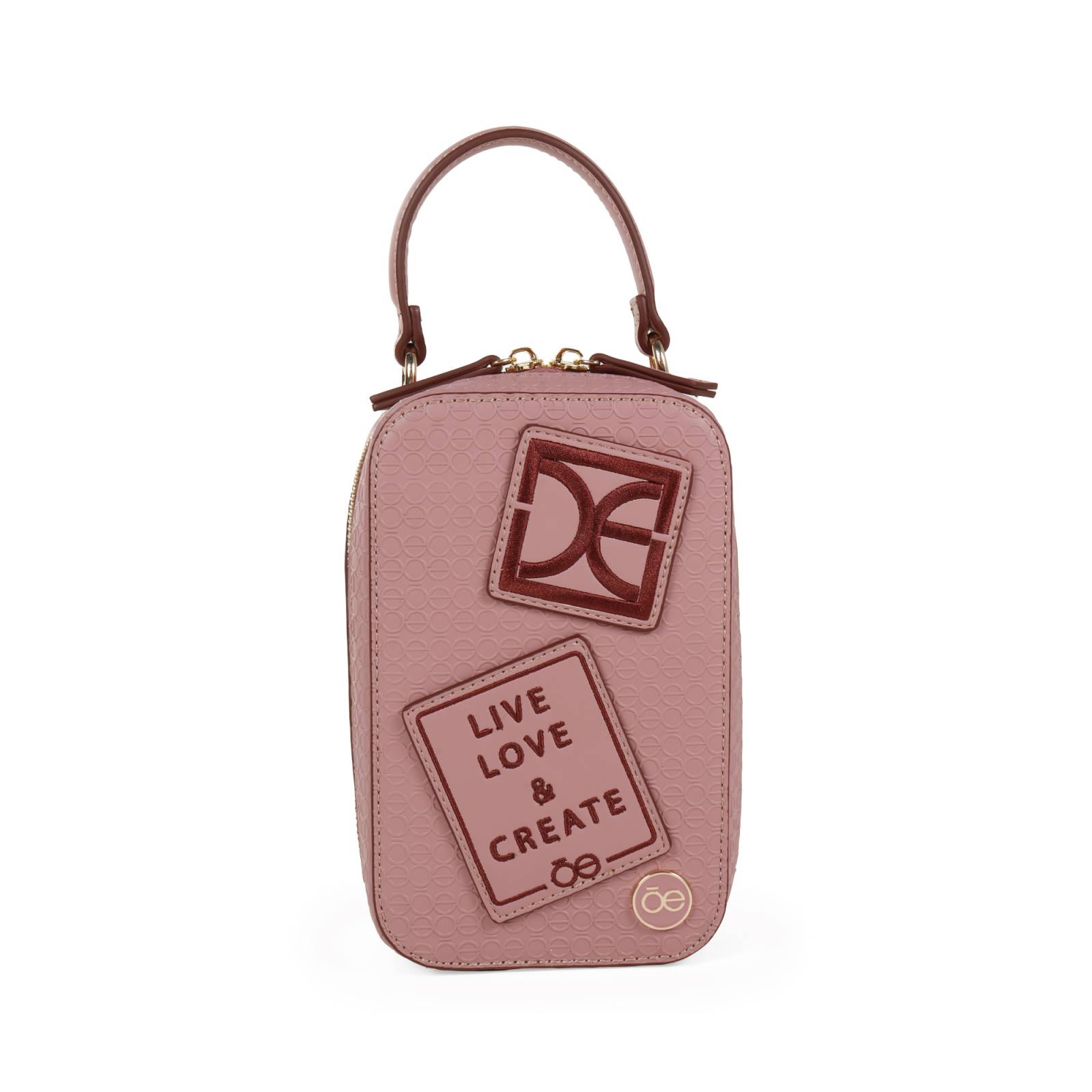 Bolsa Crossbody Cloe Vertical Parches de Decorativos color Rosa