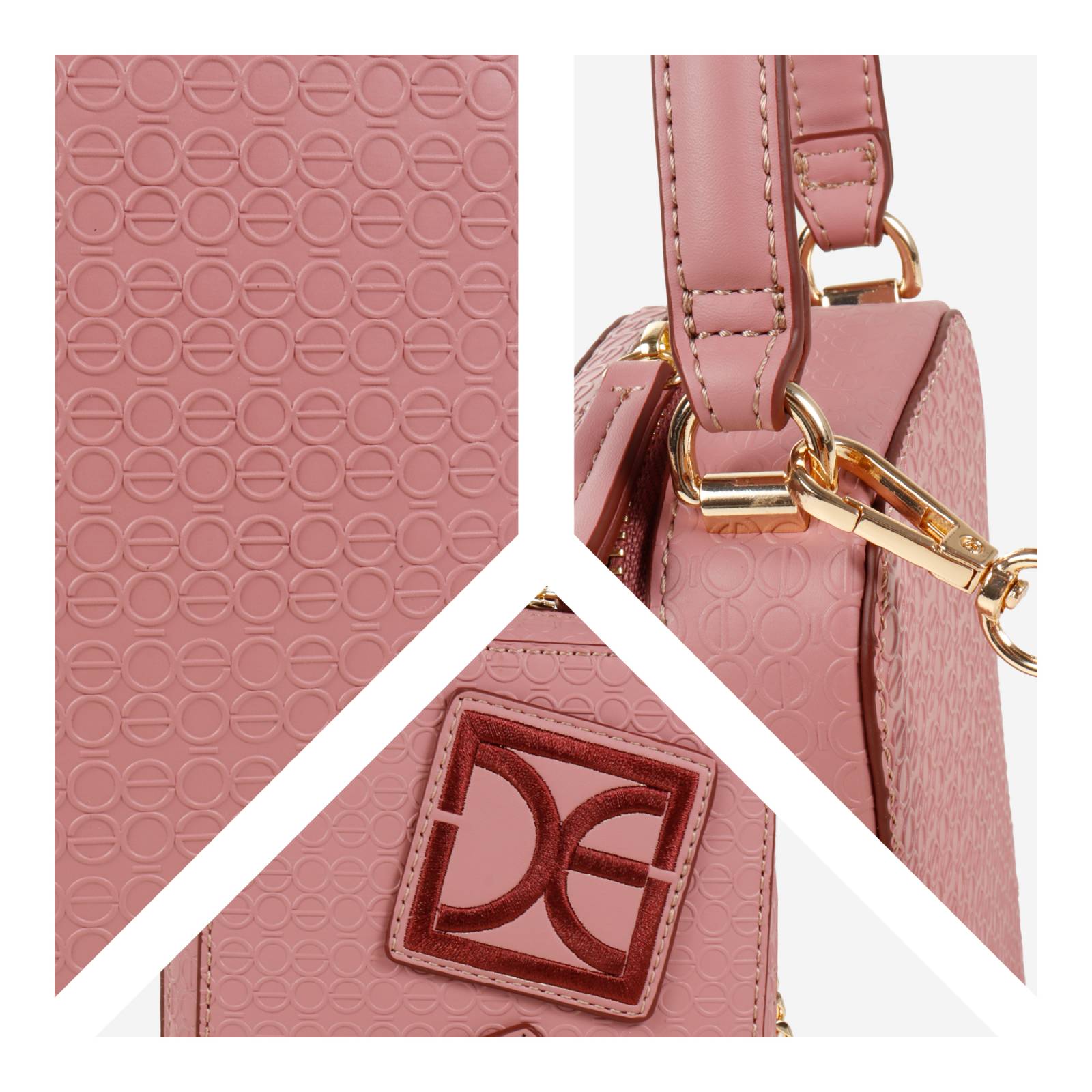 Bolsa Crossbody Cloe Vertical Parches de Decorativos color Rosa
