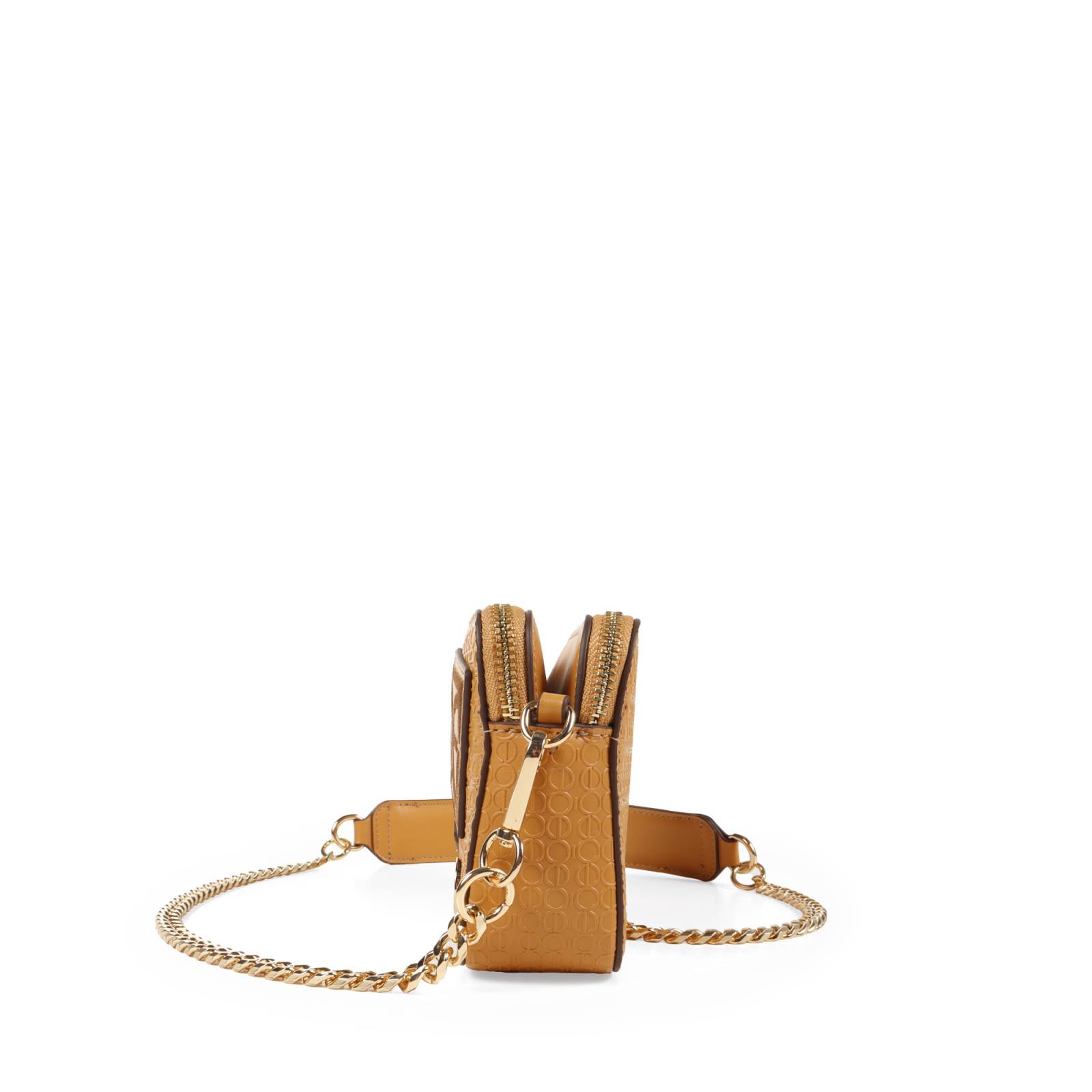 Bolsa Crossbody Cloe Parches Decorativos color Camel