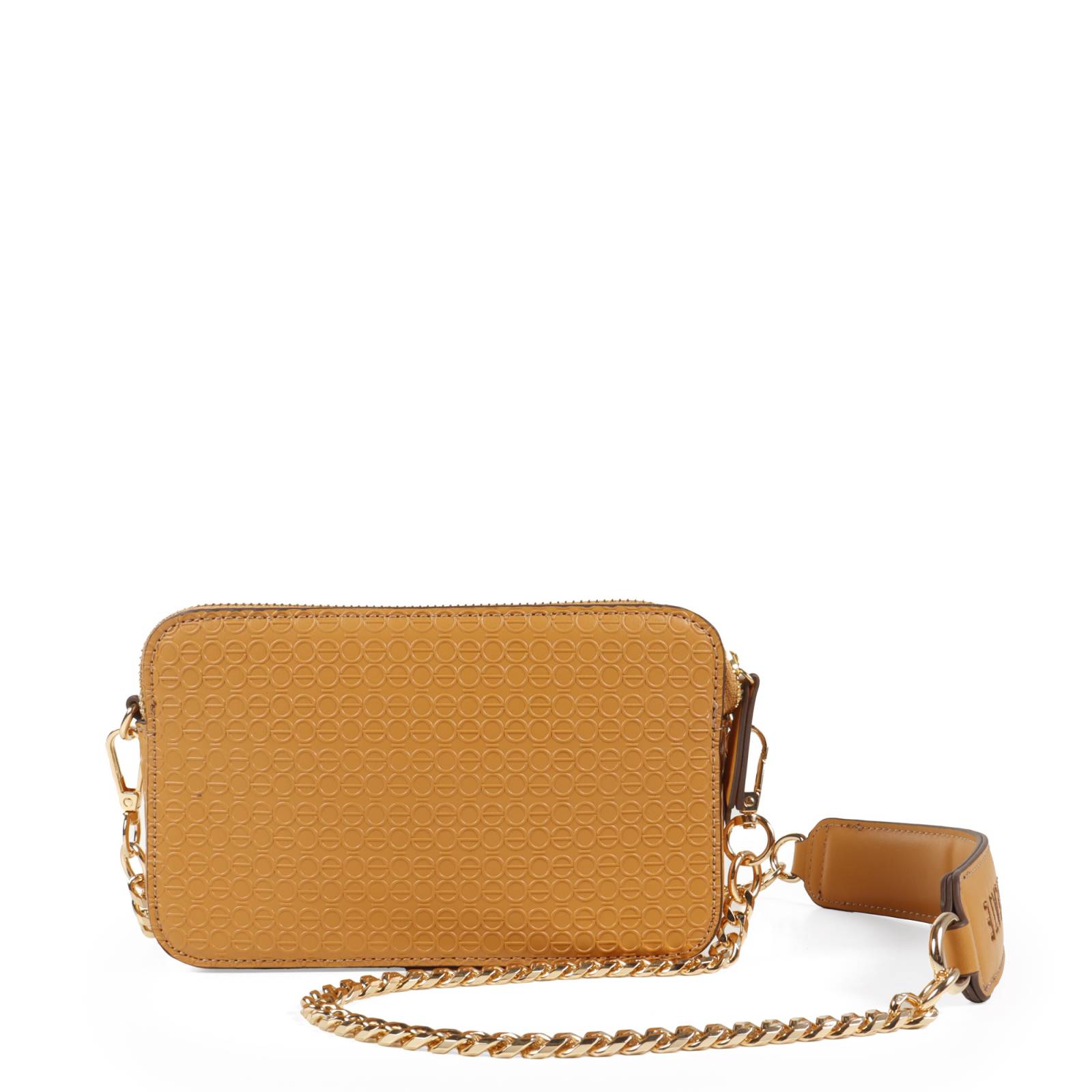 Bolsa Crossbody Cloe Parches Decorativos color Camel