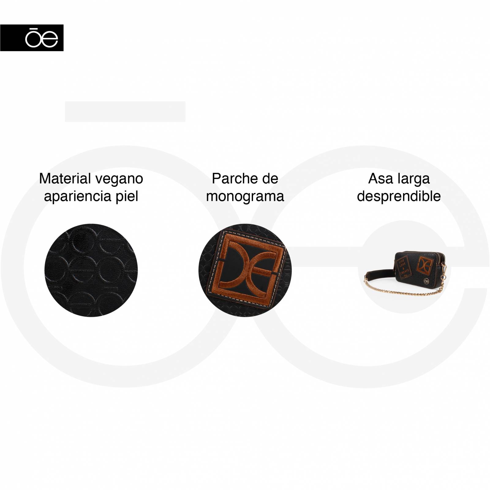 Bolsa Crossbody Cloe Parches Decorativos color Camel