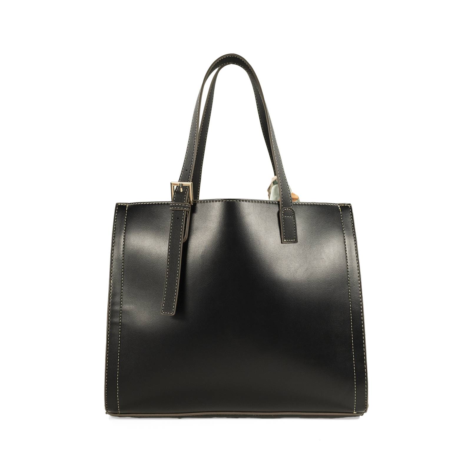 Bolsa Satchel Cloe Grande con Mascada color Negro