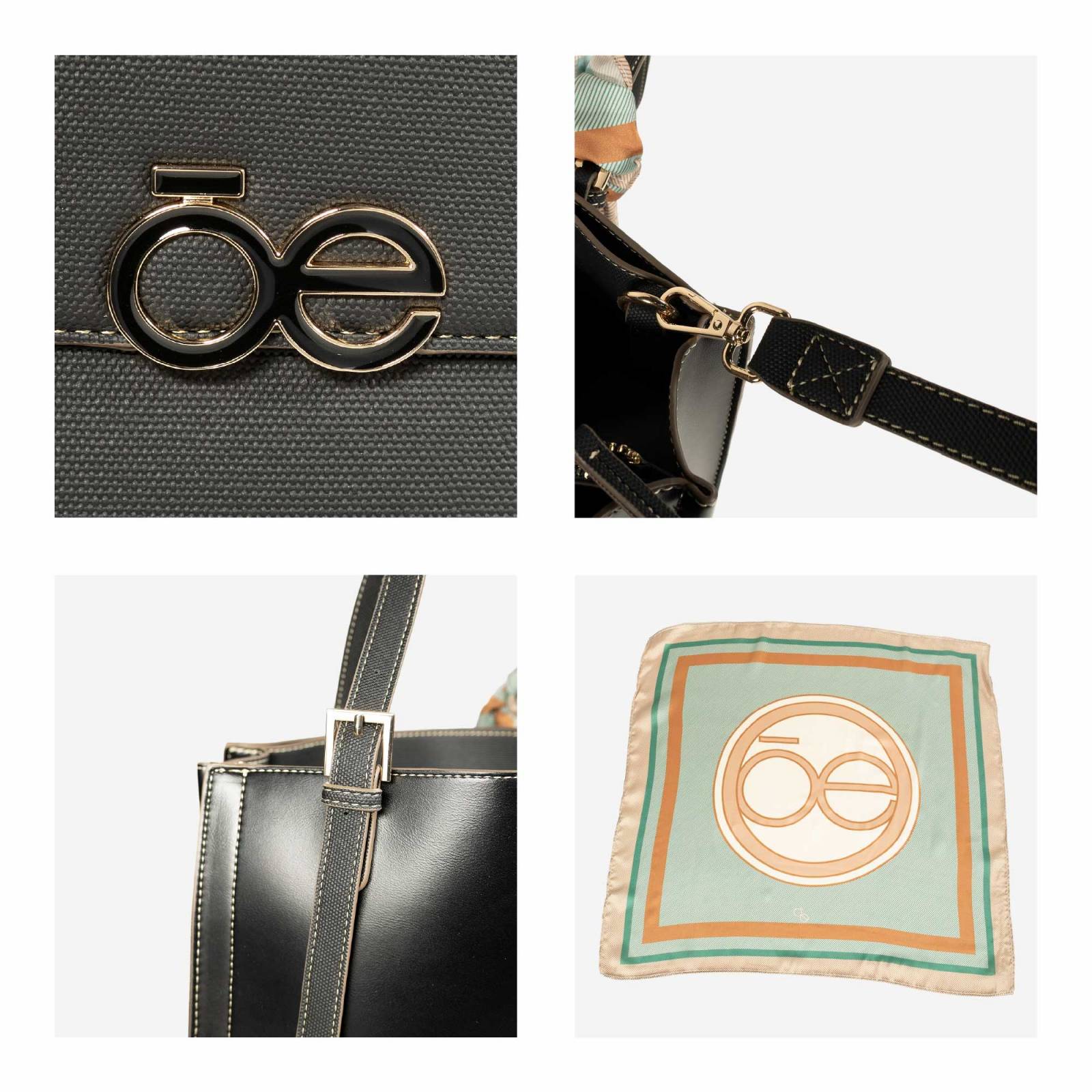 Bolsa Satchel Cloe Grande con Mascada color Negro