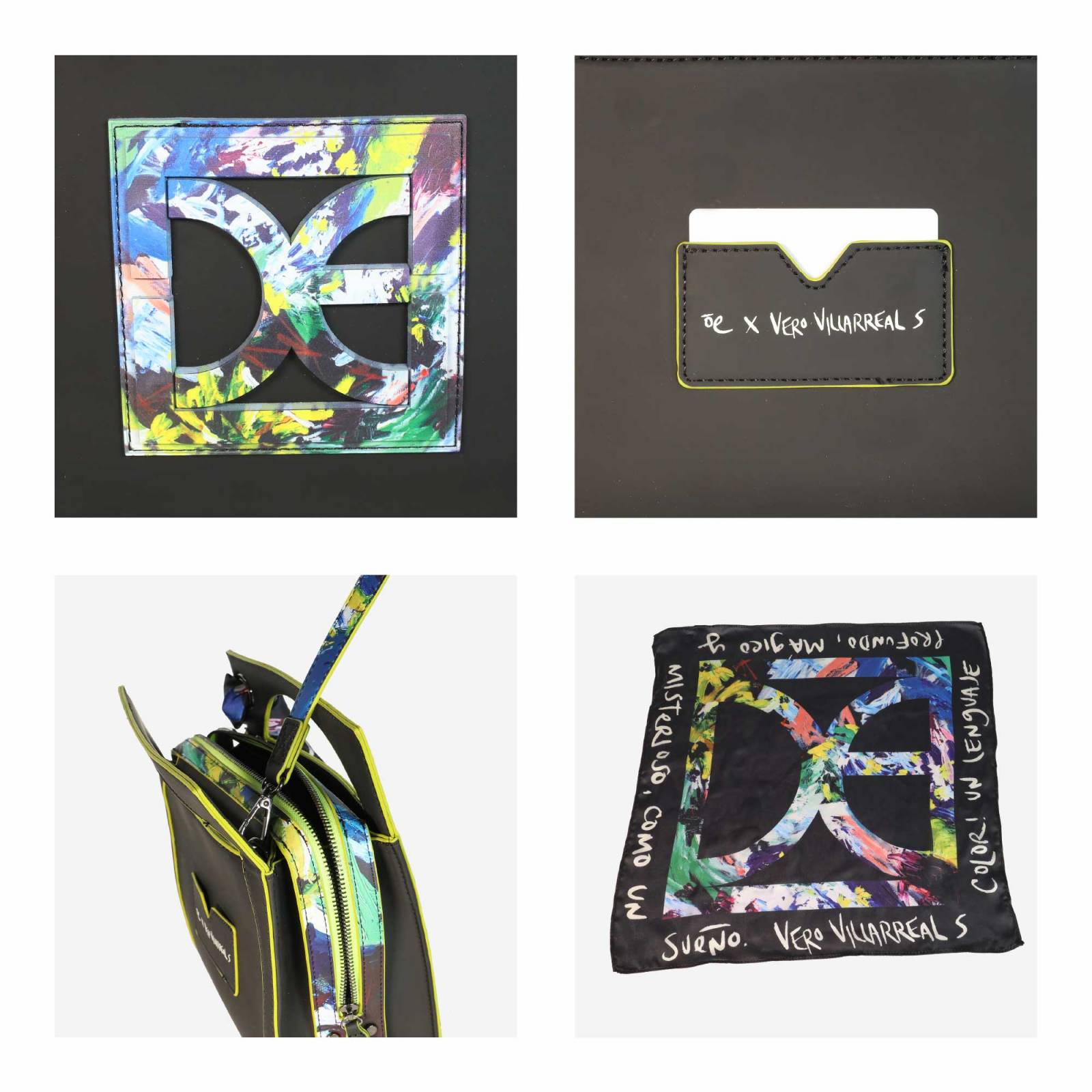 Bolsa Satchel Chica Oe Gallery con Mascada color Negro