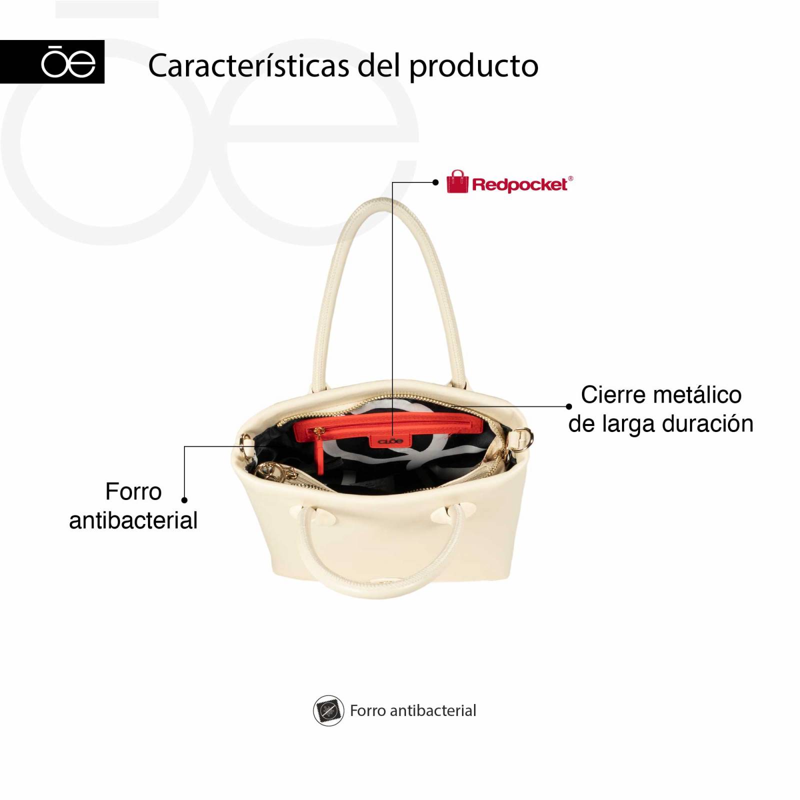 Bolsa Tote Cloe Mediano color Beige