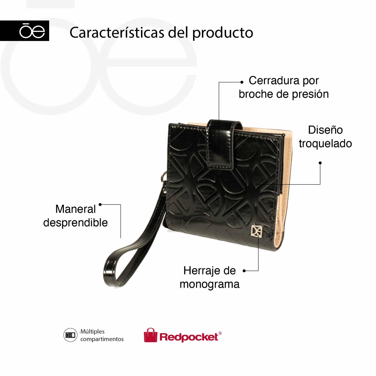 Cartera Cloe Flap Chica con Maneral color Negro