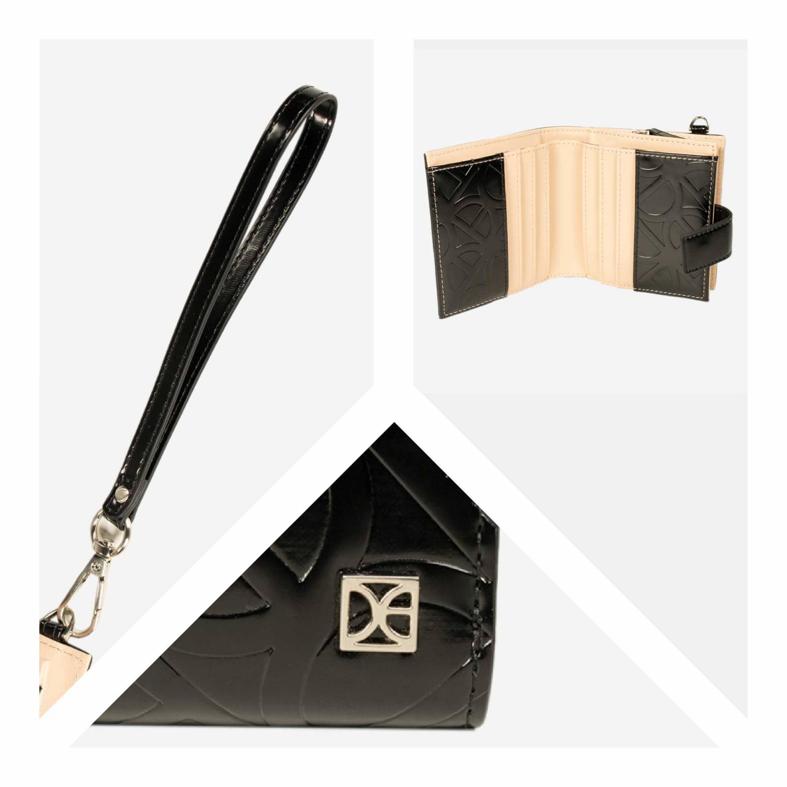 Cartera Cloe Flap Chica con Maneral color Negro