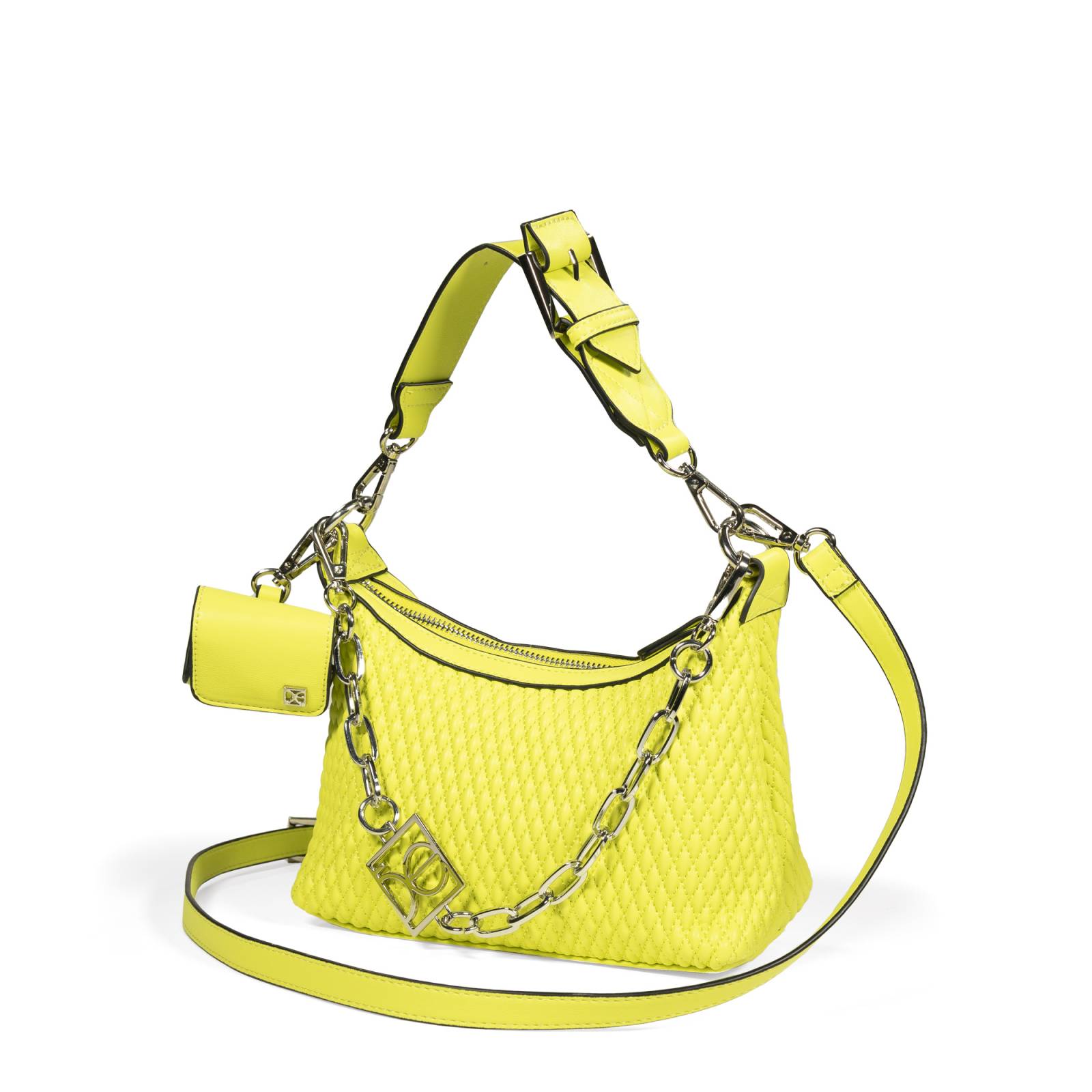 Bolsa Hobo Cloe Mediana Look Animal Skin color Verde Limón