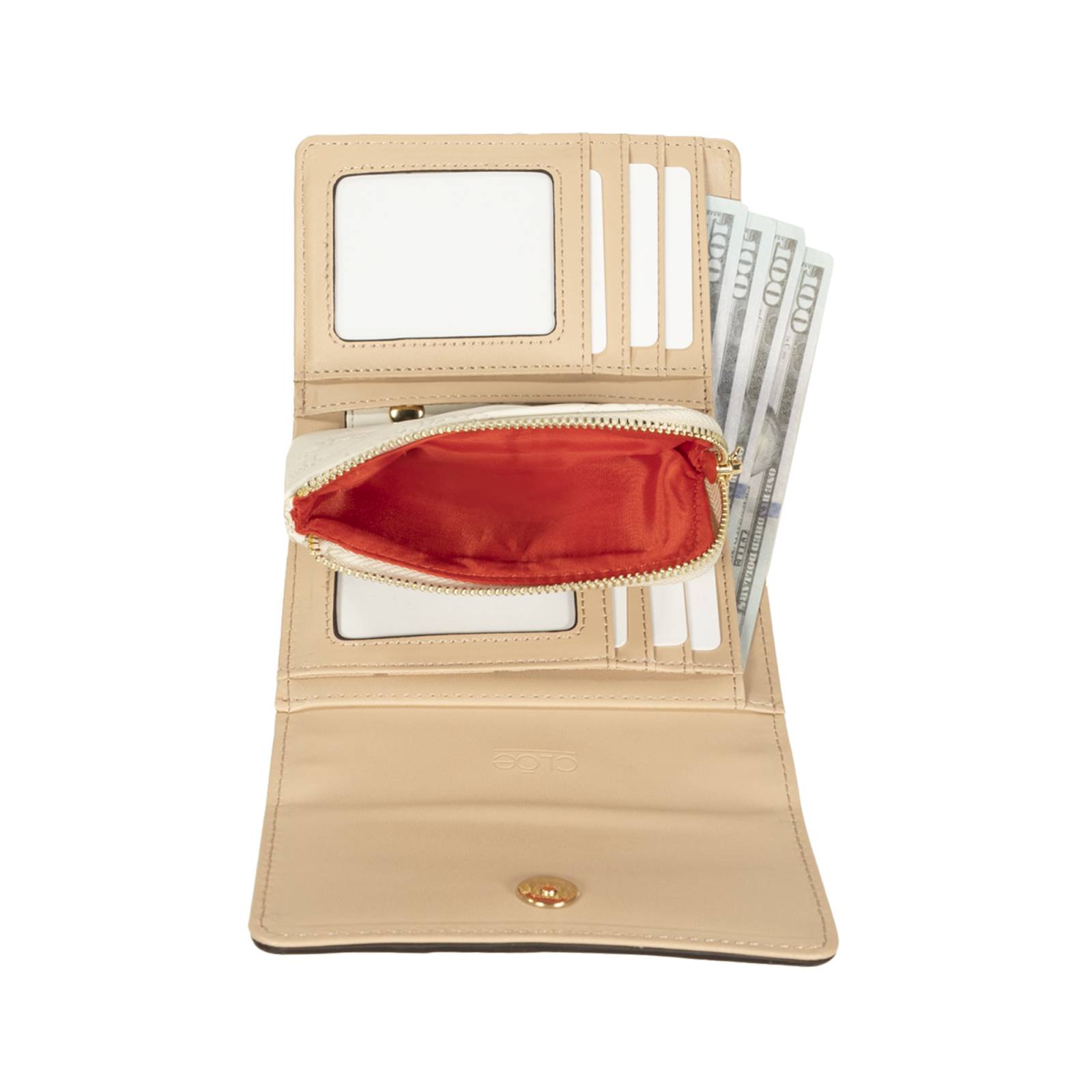 Cartera Chica Cloe Flap Doble Función color Beige