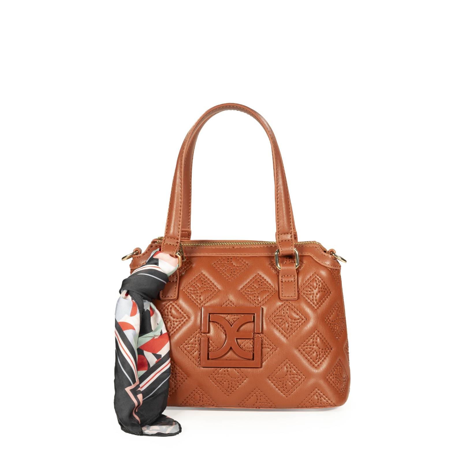 Bolsa Satchel Cloe Mini con Mascada color Café