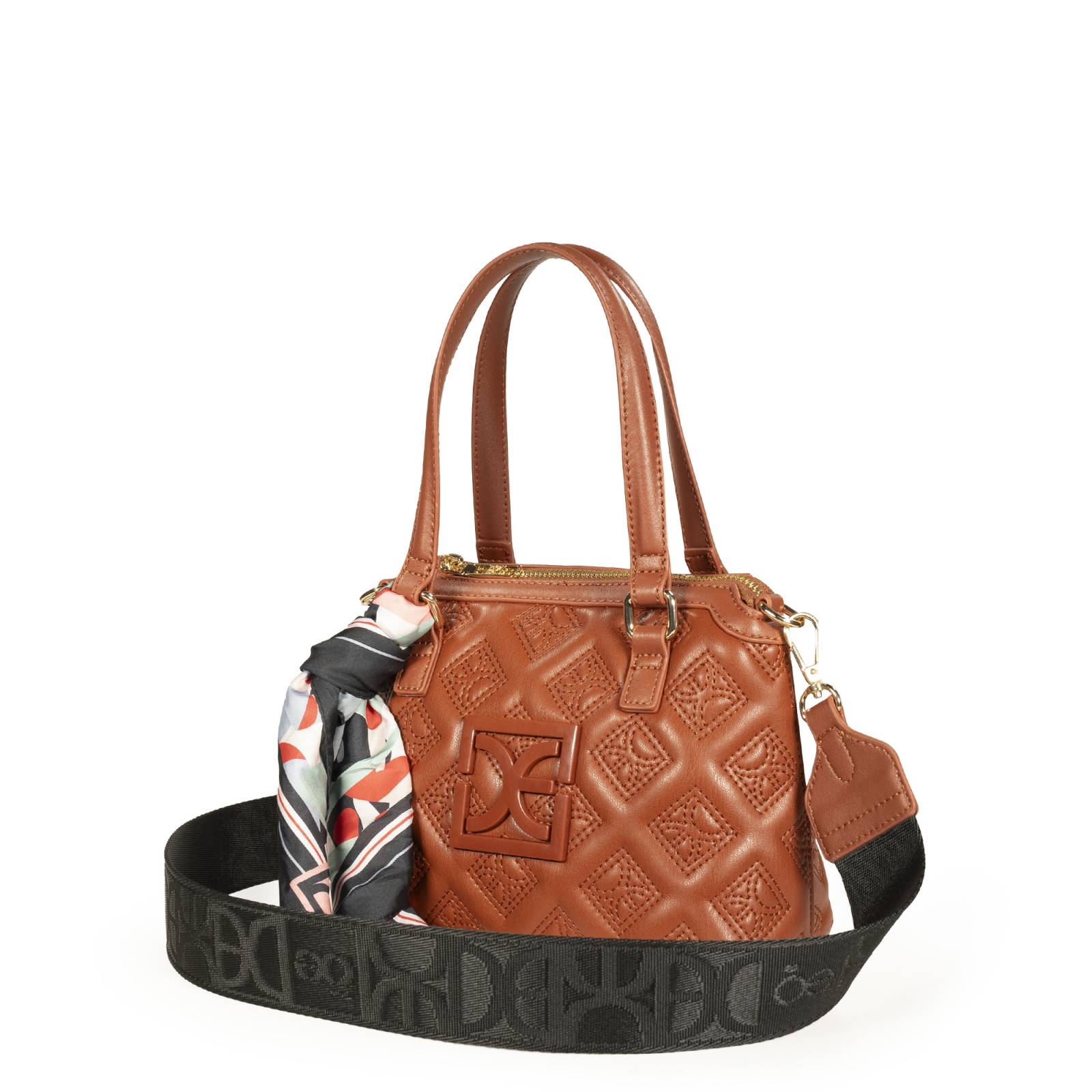 Bolsa Satchel Cloe Mini con Mascada color Café