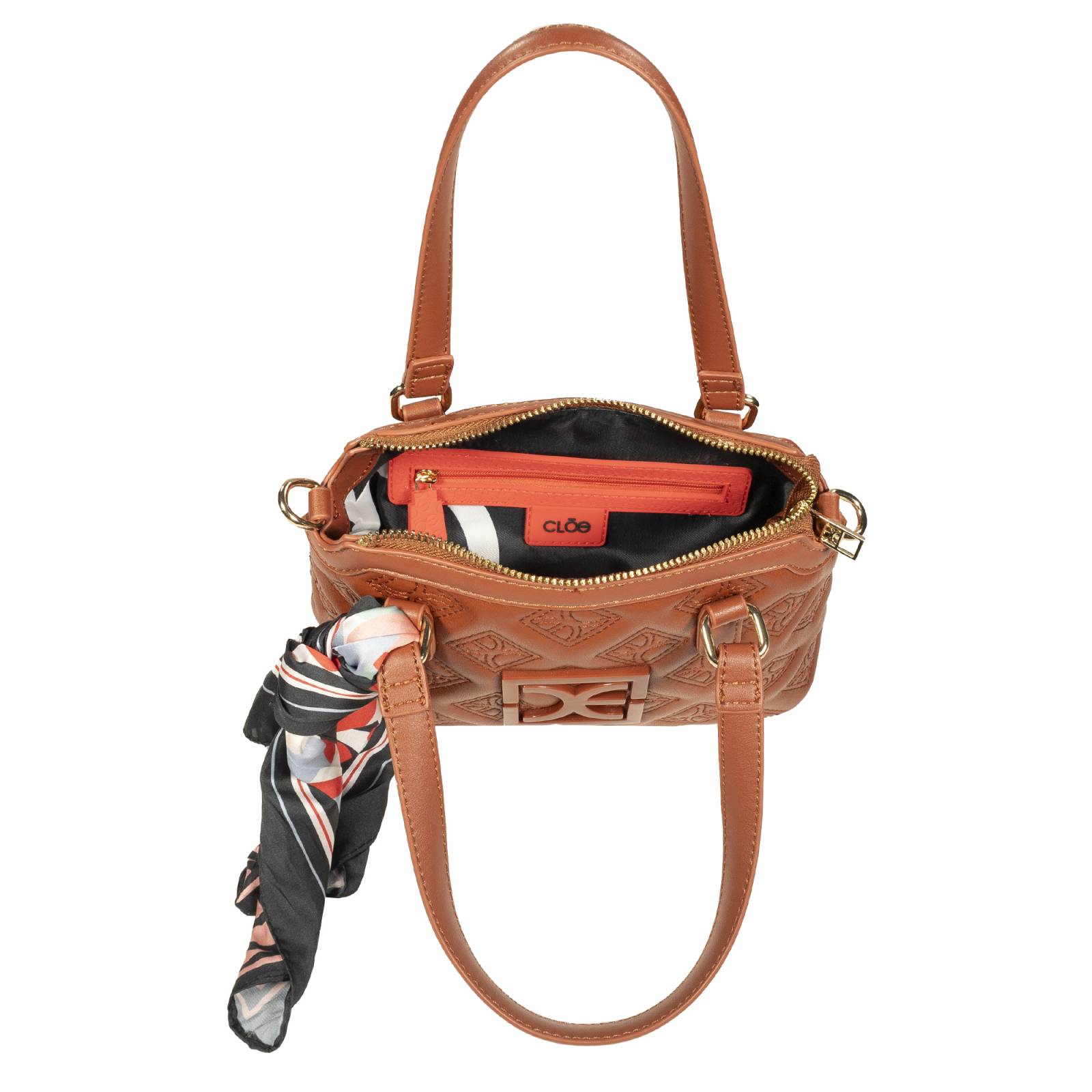 Bolsa Satchel Cloe Mini con Mascada color Café