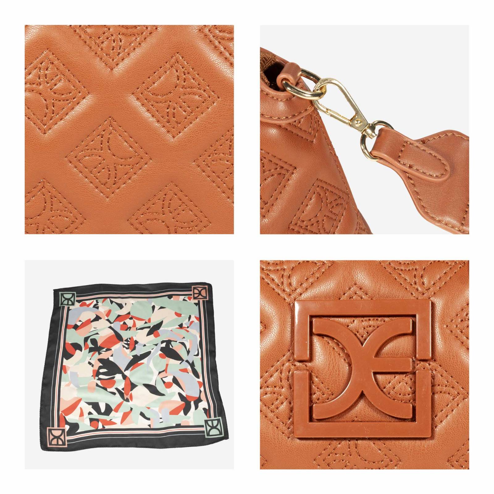 Bolsa Satchel Cloe Mini con Mascada color Café